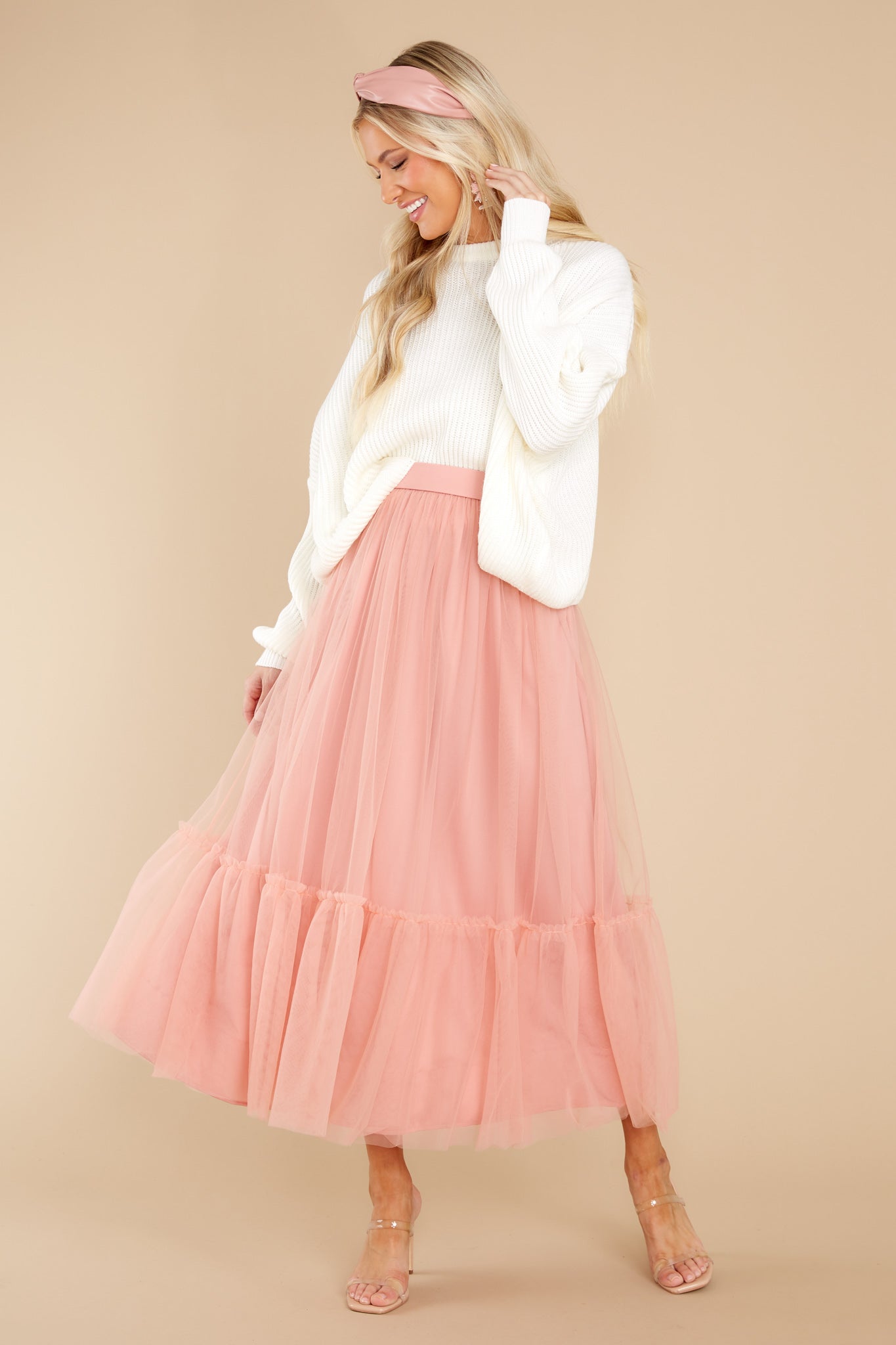 Go With The Flow Mauve Pink Skirt