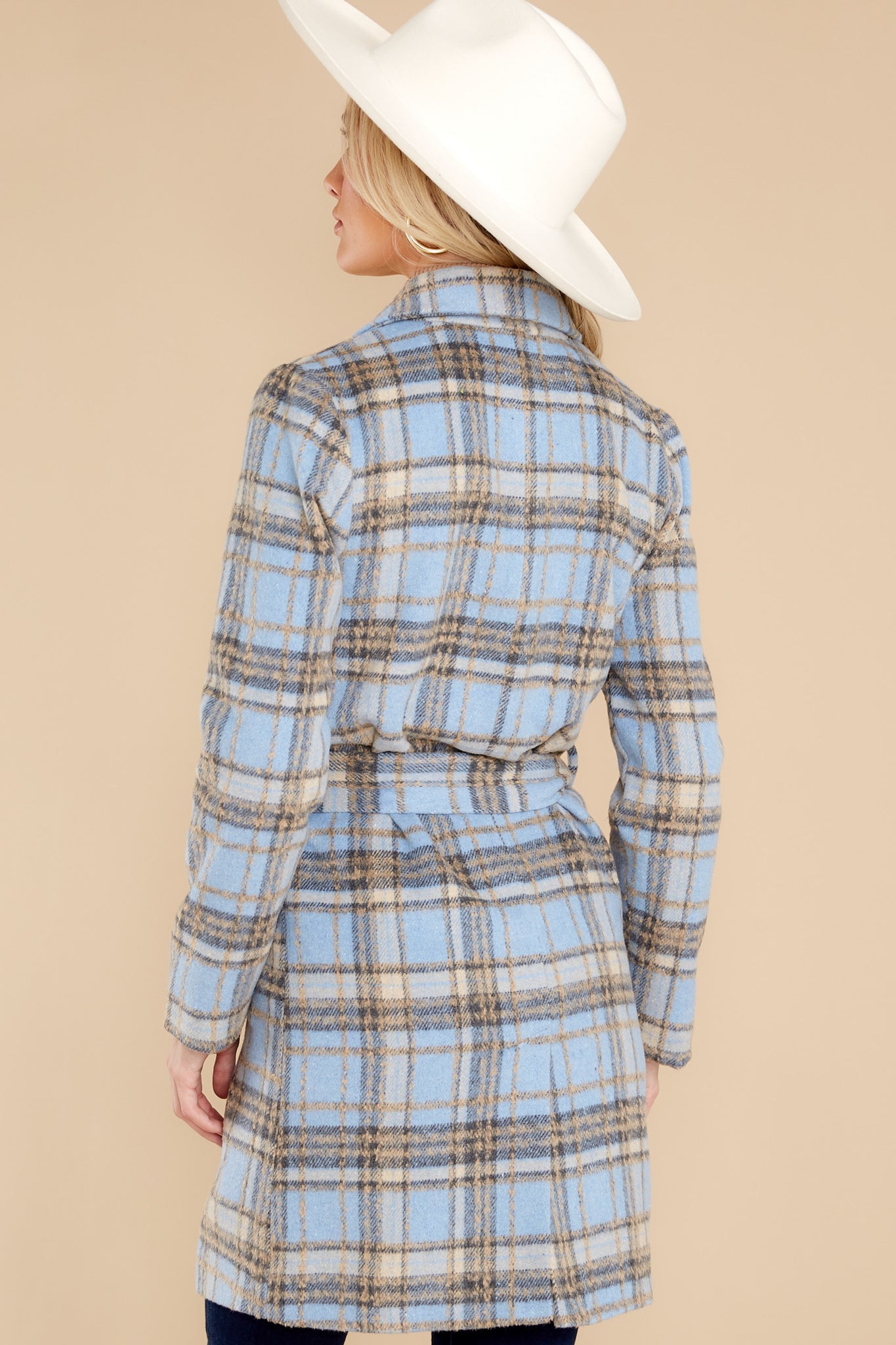 Always A Possibility Pale Blue Plaid Coat