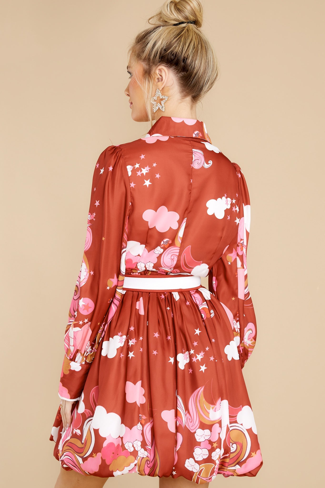Dreaming Of You Brick Red Multi Print Dress