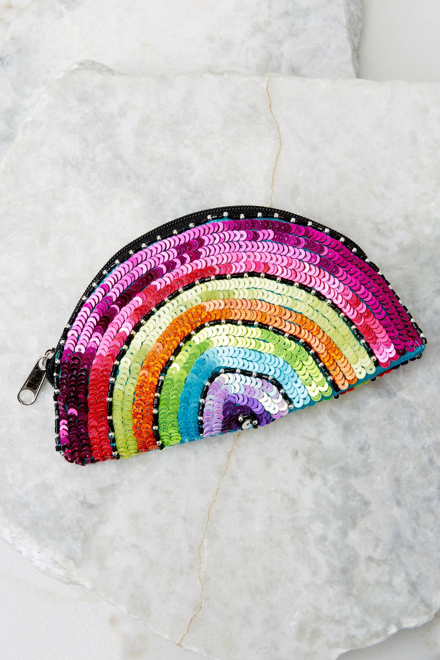 Color The Sky Rainbow Multi Beaded Pouch