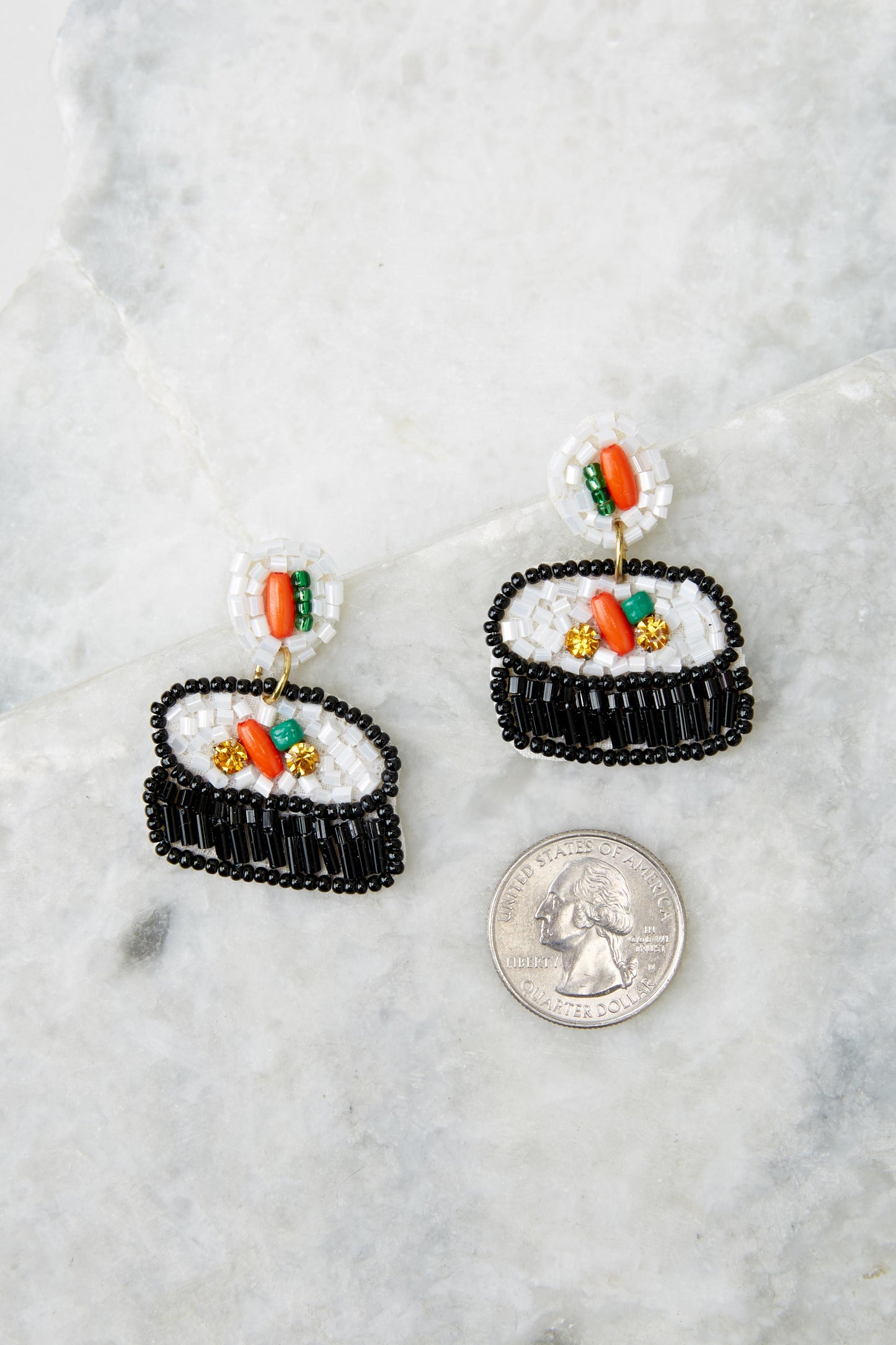 San Antonio Roll Black Beaded Earrings