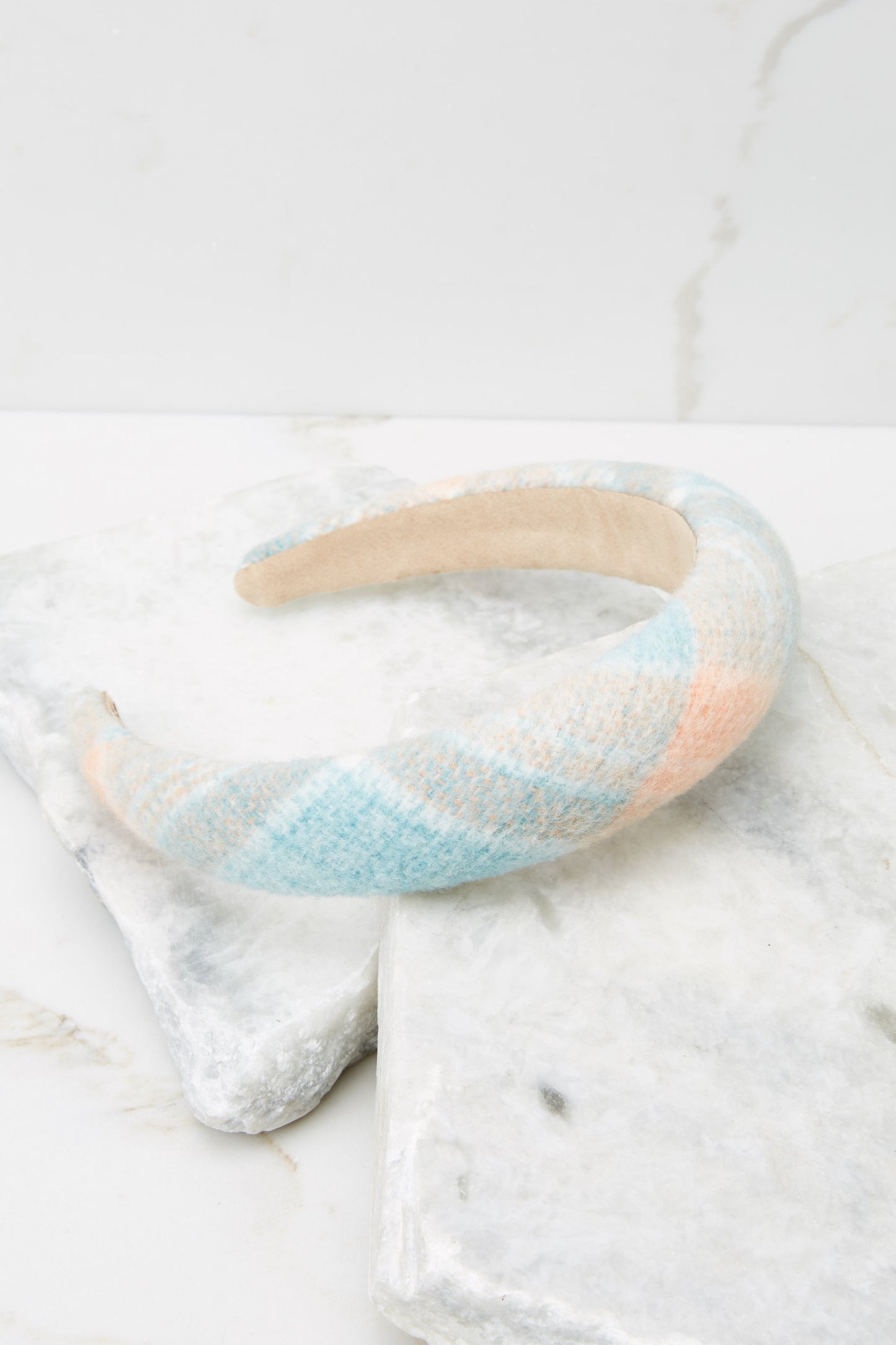 So Chic Light Blue Plaid Headband