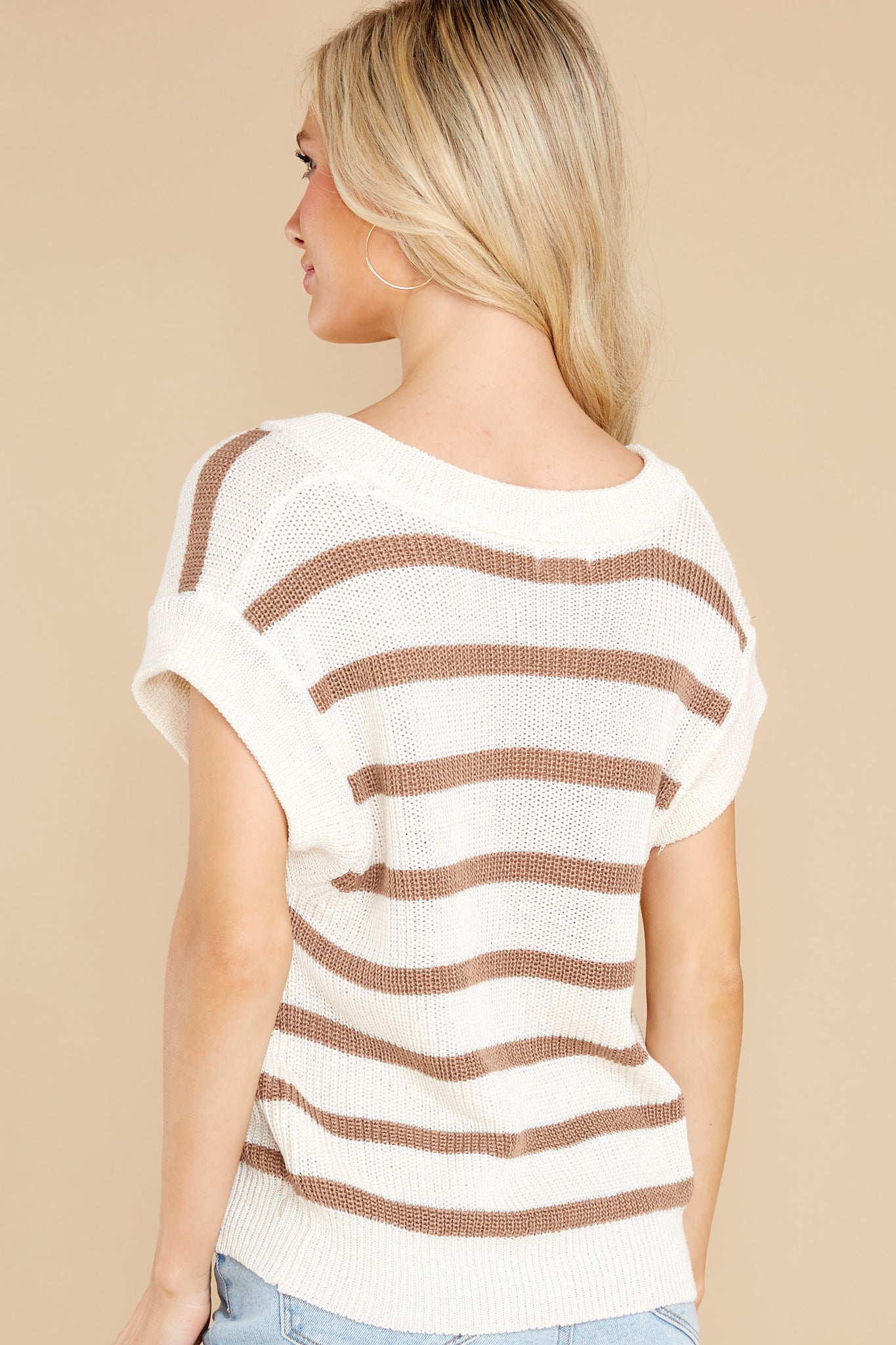 Feeling Accomplished Ivory And Mocha Stripe Sweater
