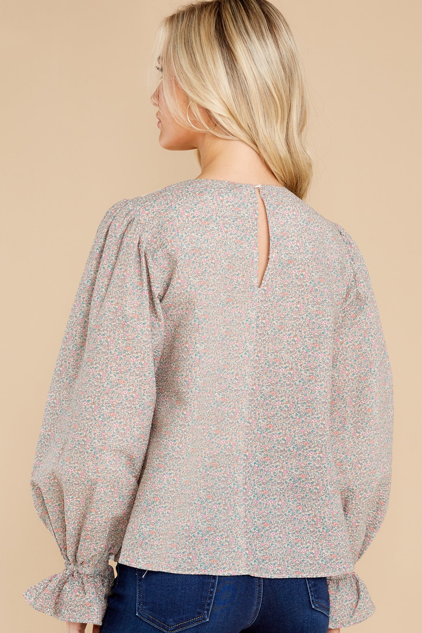 Peaceful Heart Ivory Floral Print Top