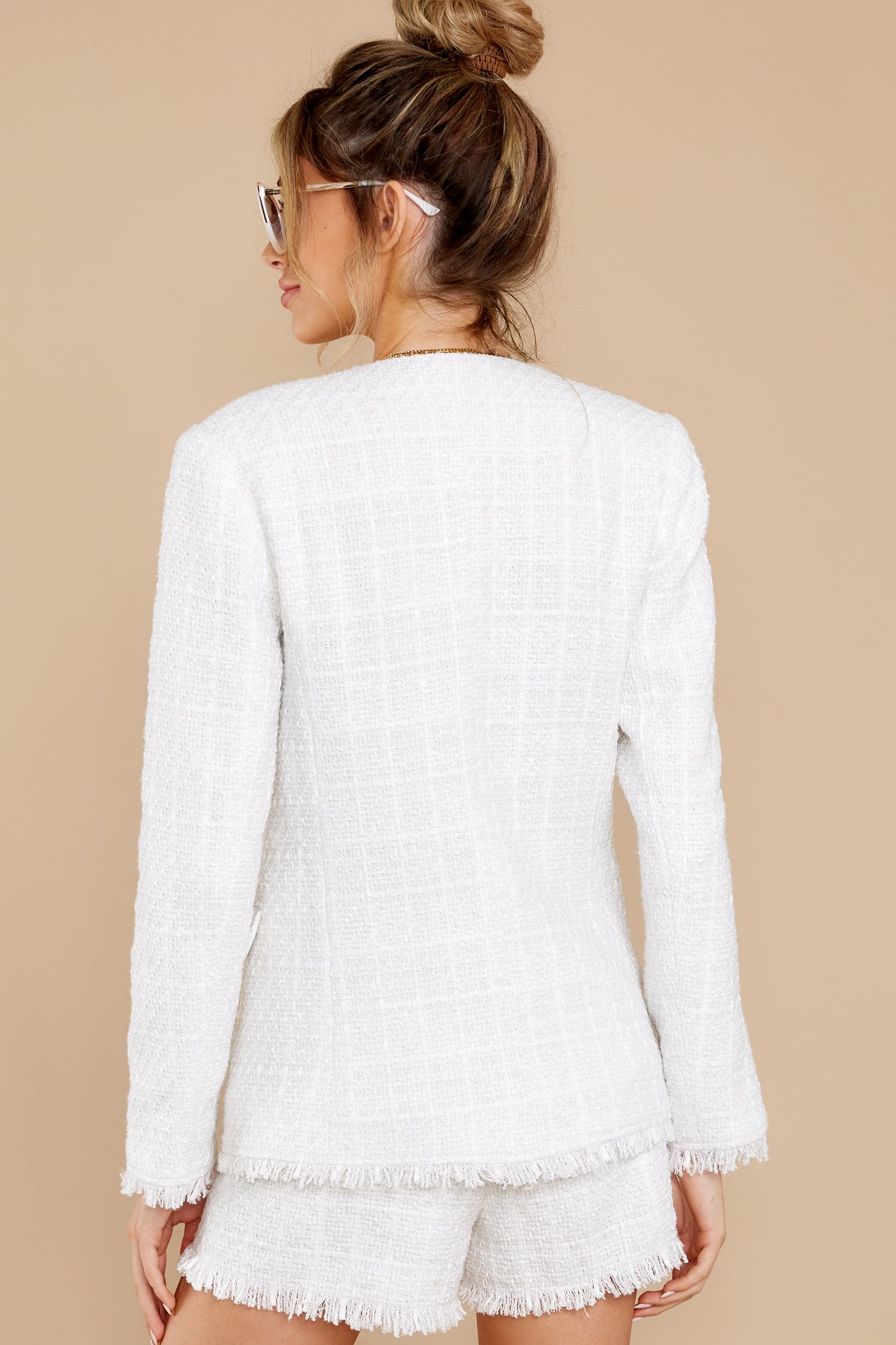 From The City Ivory Tweed Blazer