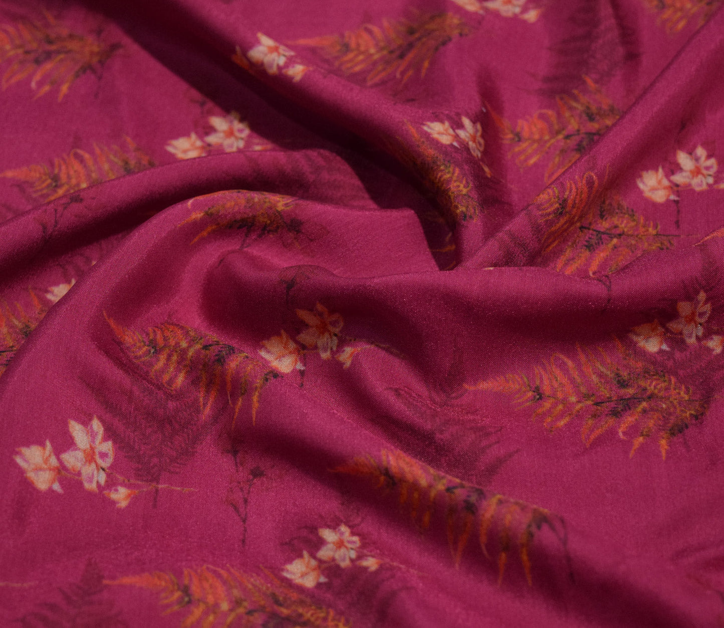 Leaf Digital Printed Muslin Fabric Available in Blue , Grey and Wine