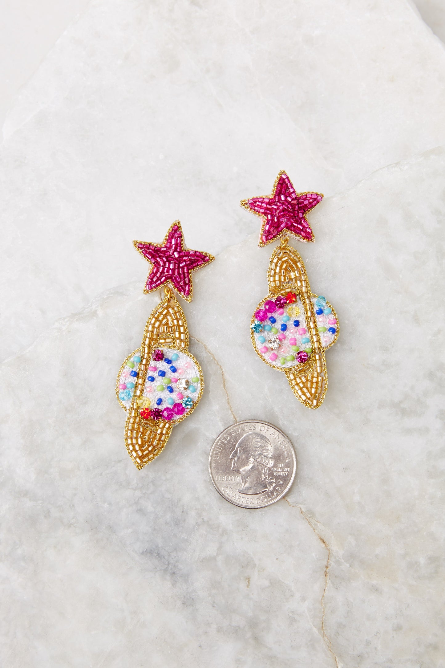 I Need Space Gold Beaded Earrings