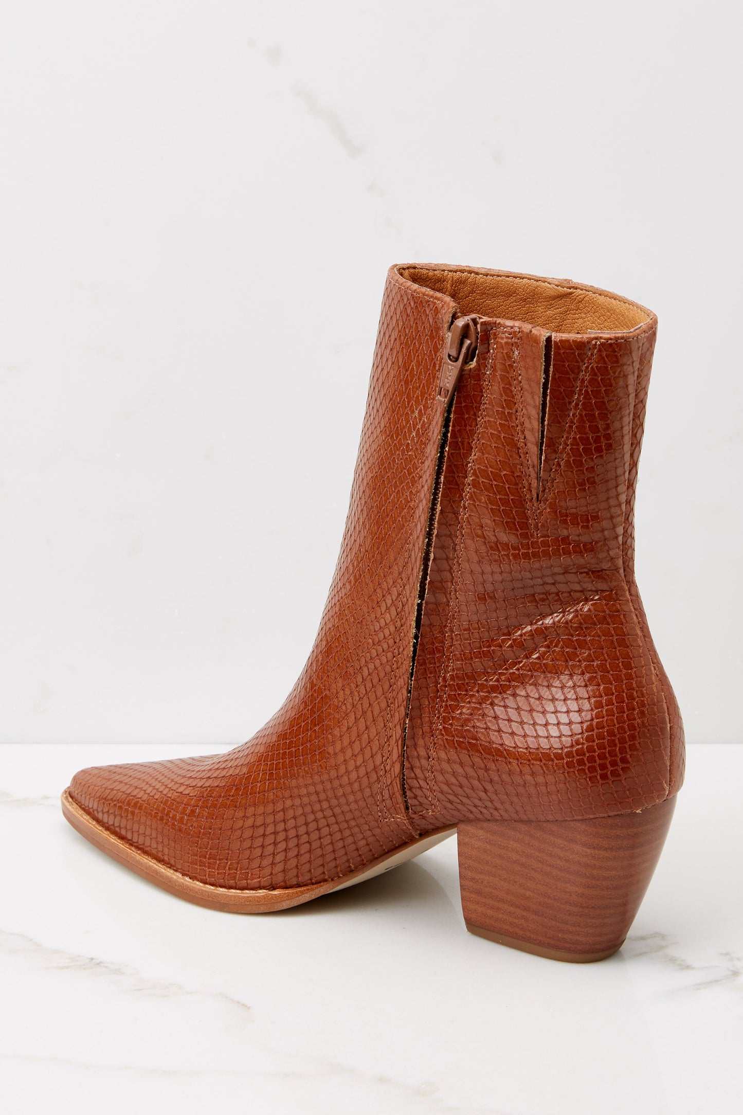 Caty Tobacco Snake Ankle Boots