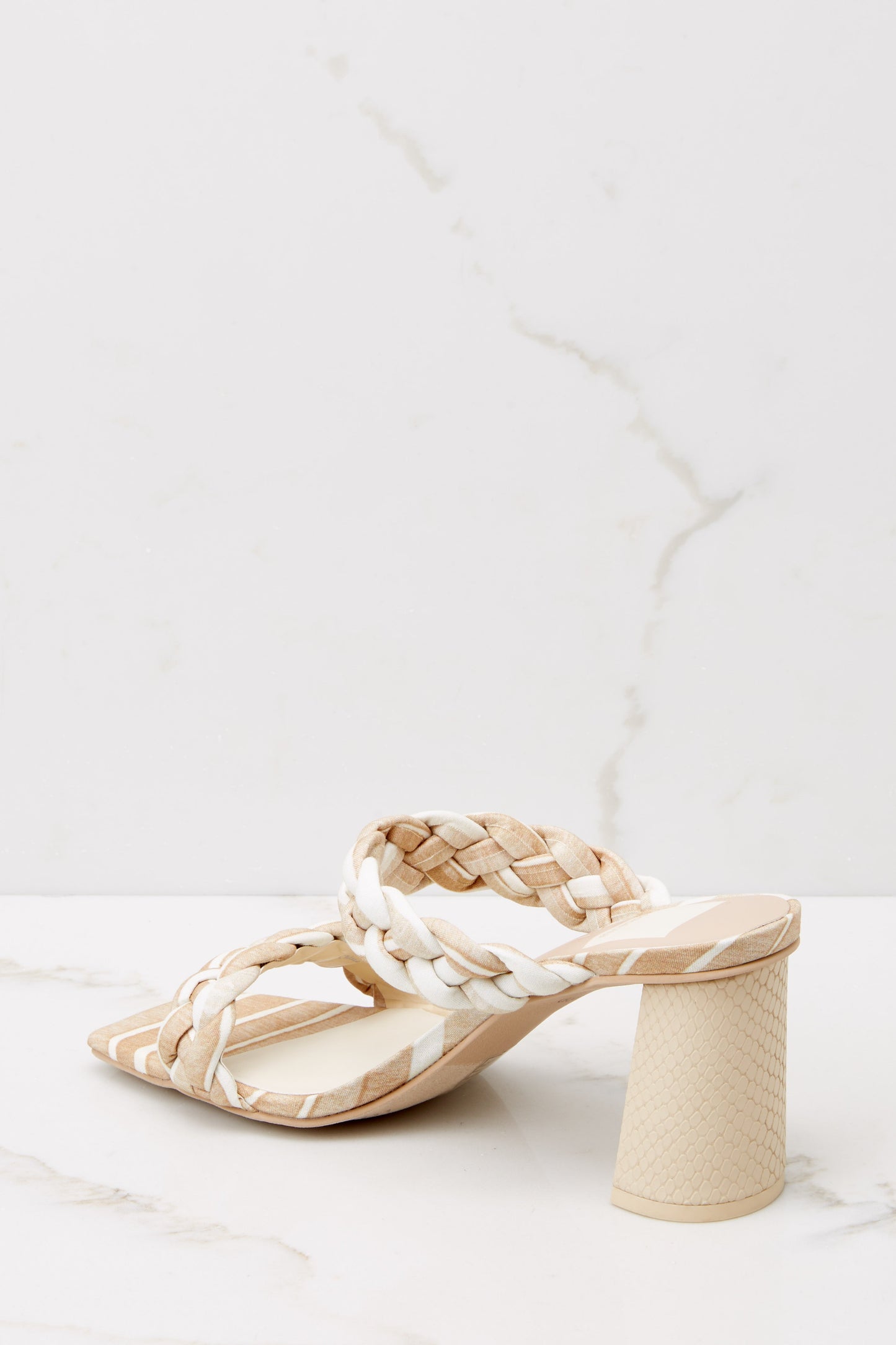 Paily White Stripe Fabric Heels