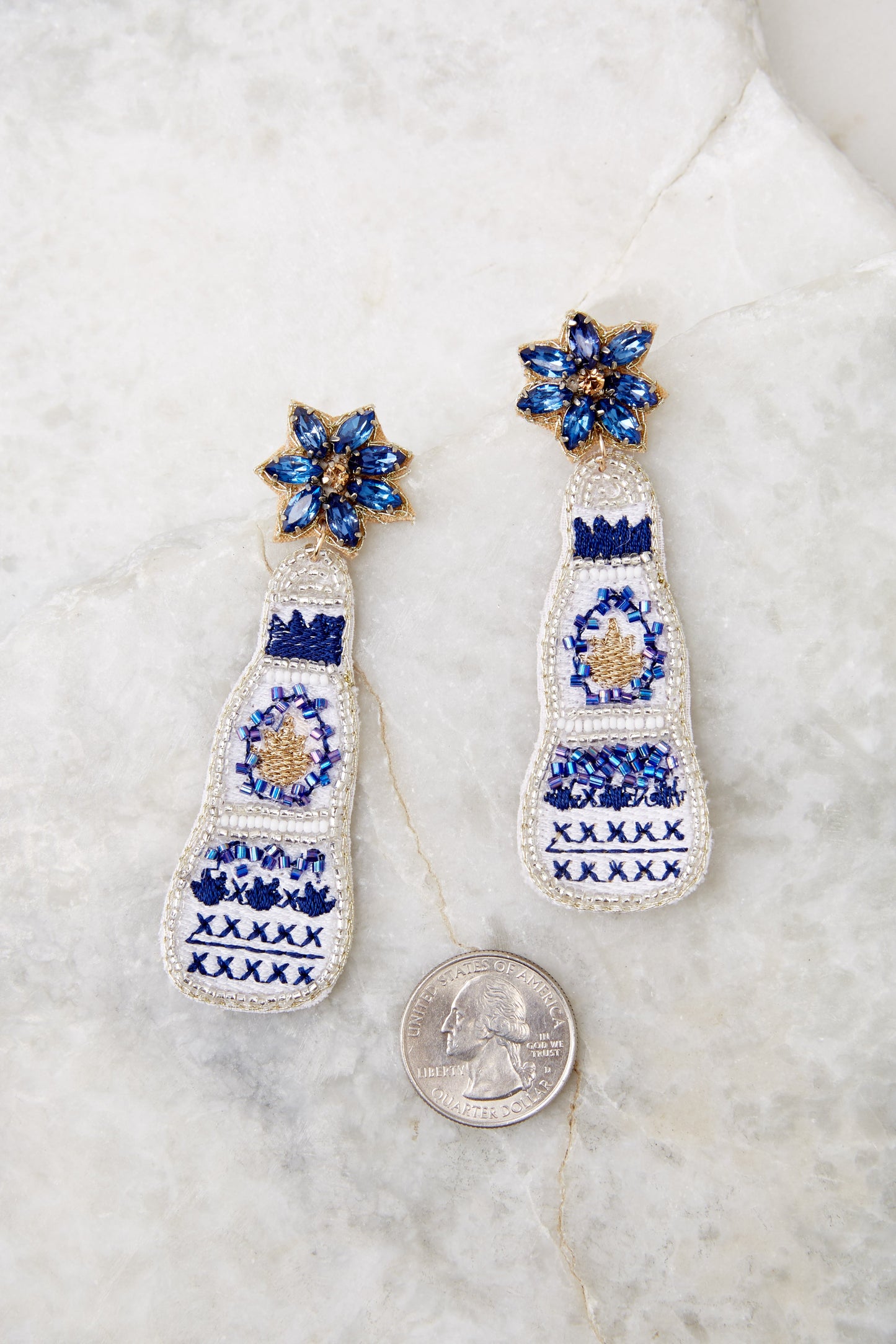 Shot In The Dark Blue Beaded Earrings