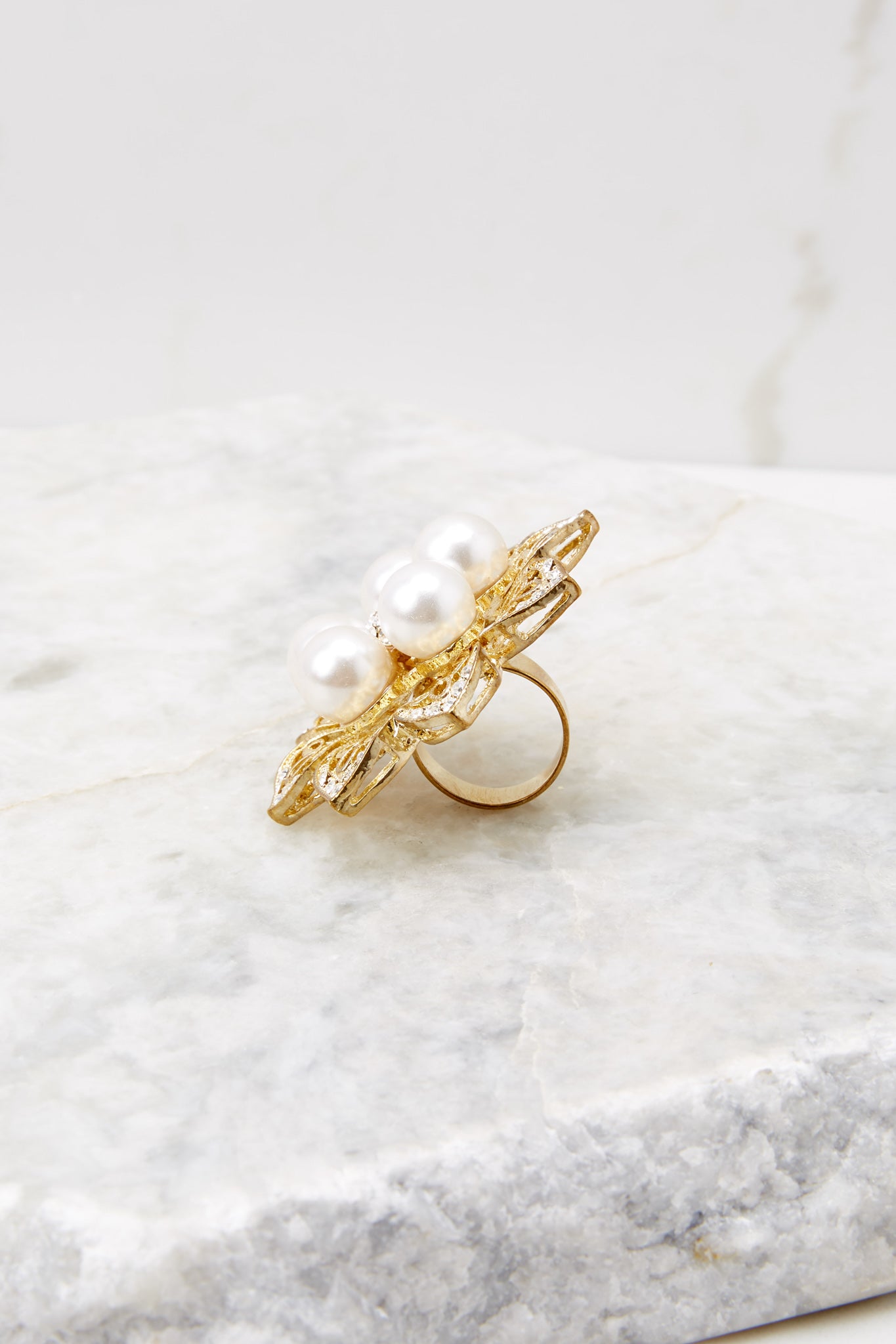 Blossoming Perfection Gold Pearl Ring