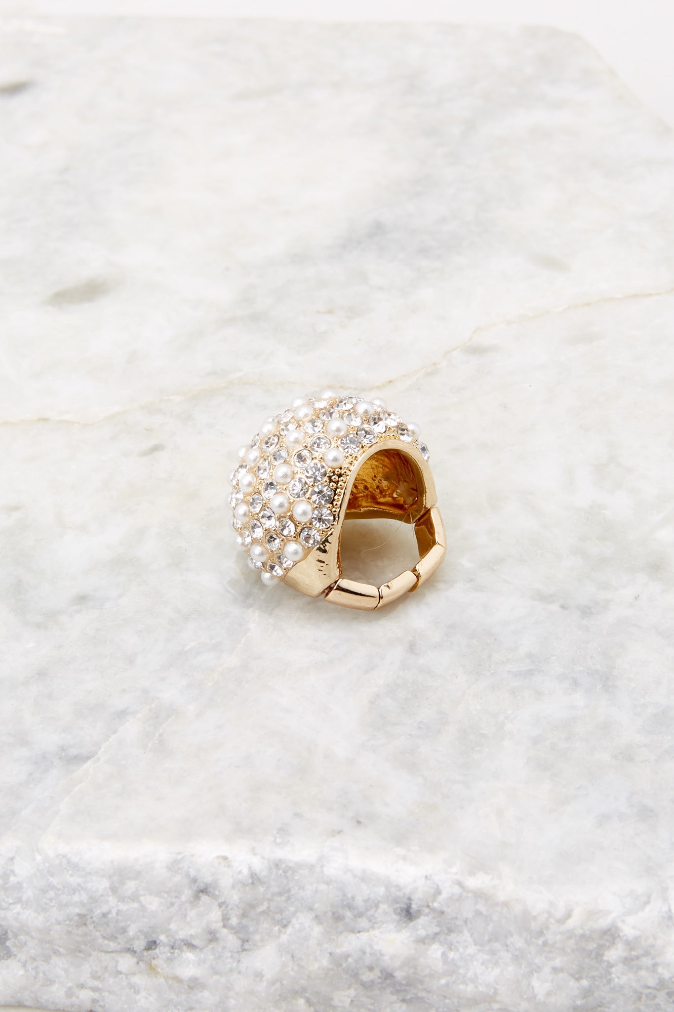 Cross Your Fingers Gold Pearl Ring