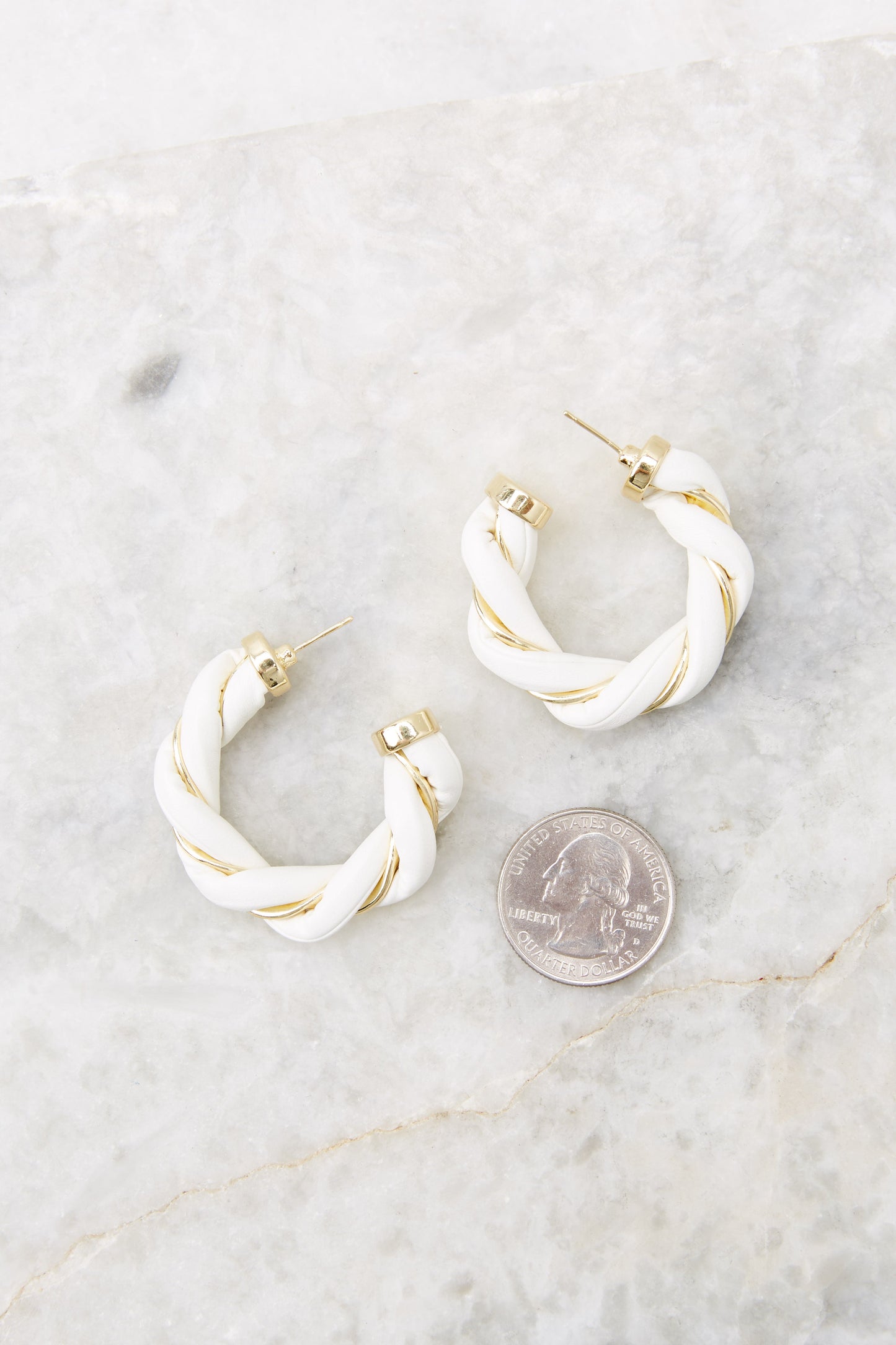 Positive Response White Hoop Earrings