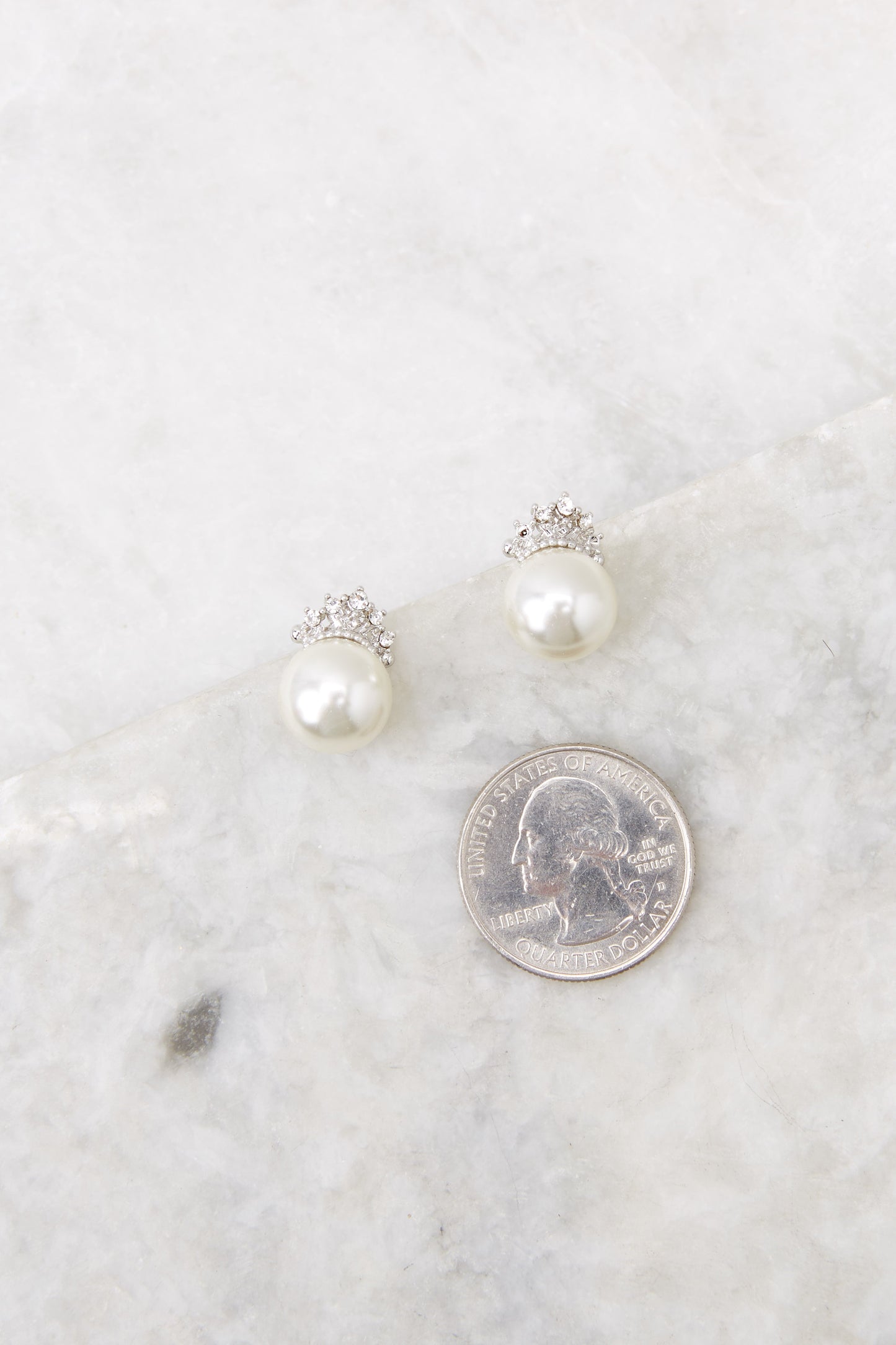 Feel Like Royalty Silver Pearl Earrings