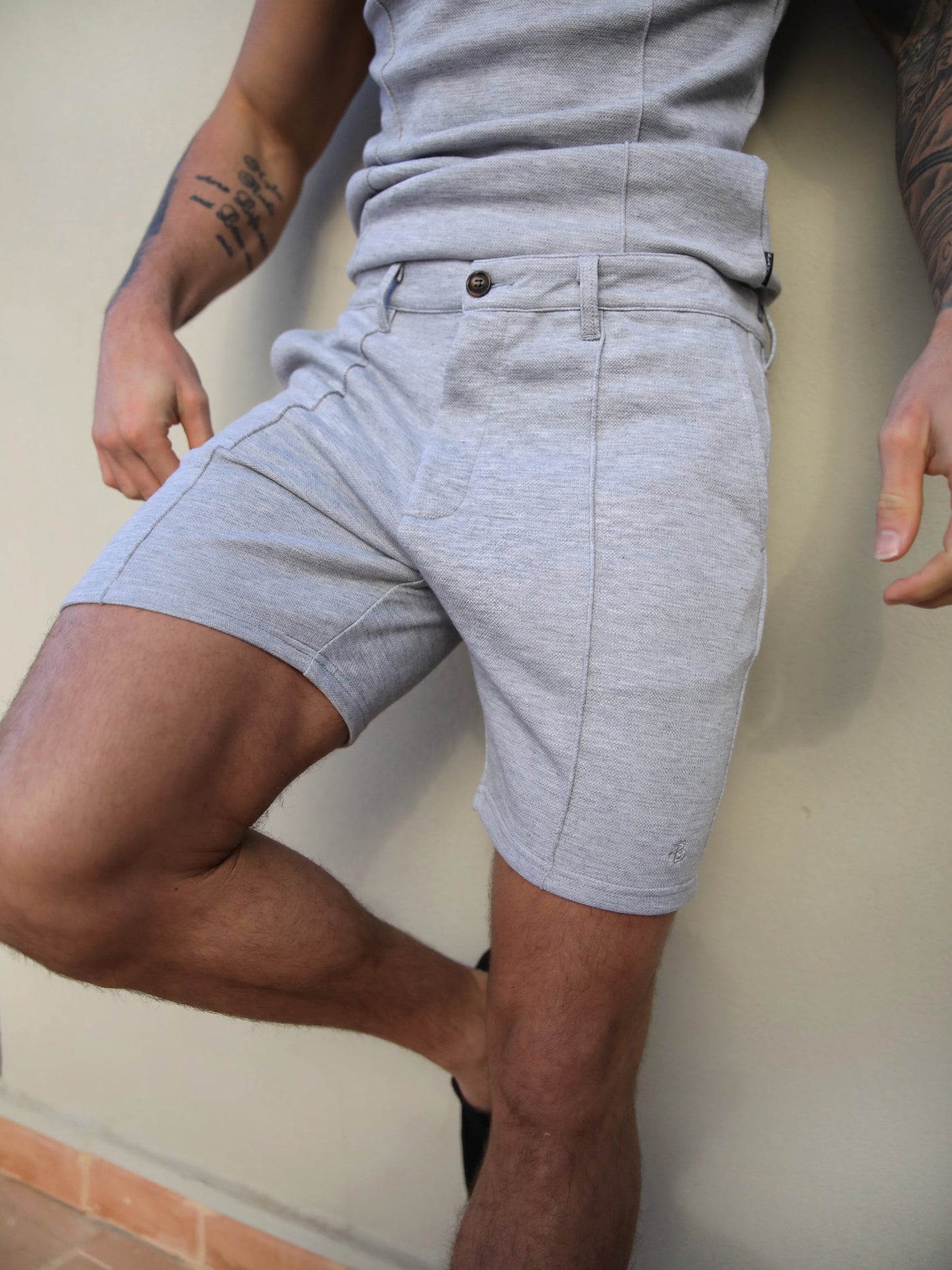 Amezri Seamline Shorts - Light Grey