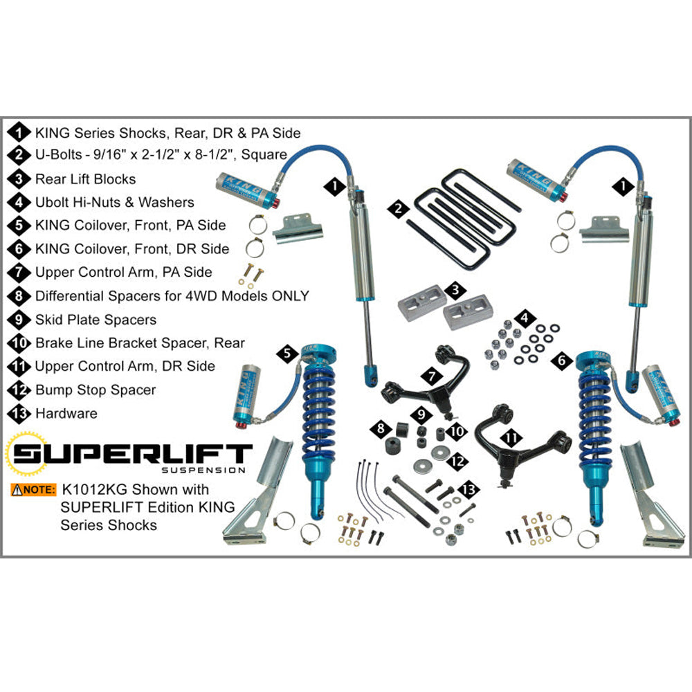 Superlift 05-20 Toyota Tacoma 4WD (Excl TRD Pro Models) - w/ King Shocks 3in Lift Kit (slfK1012KG)