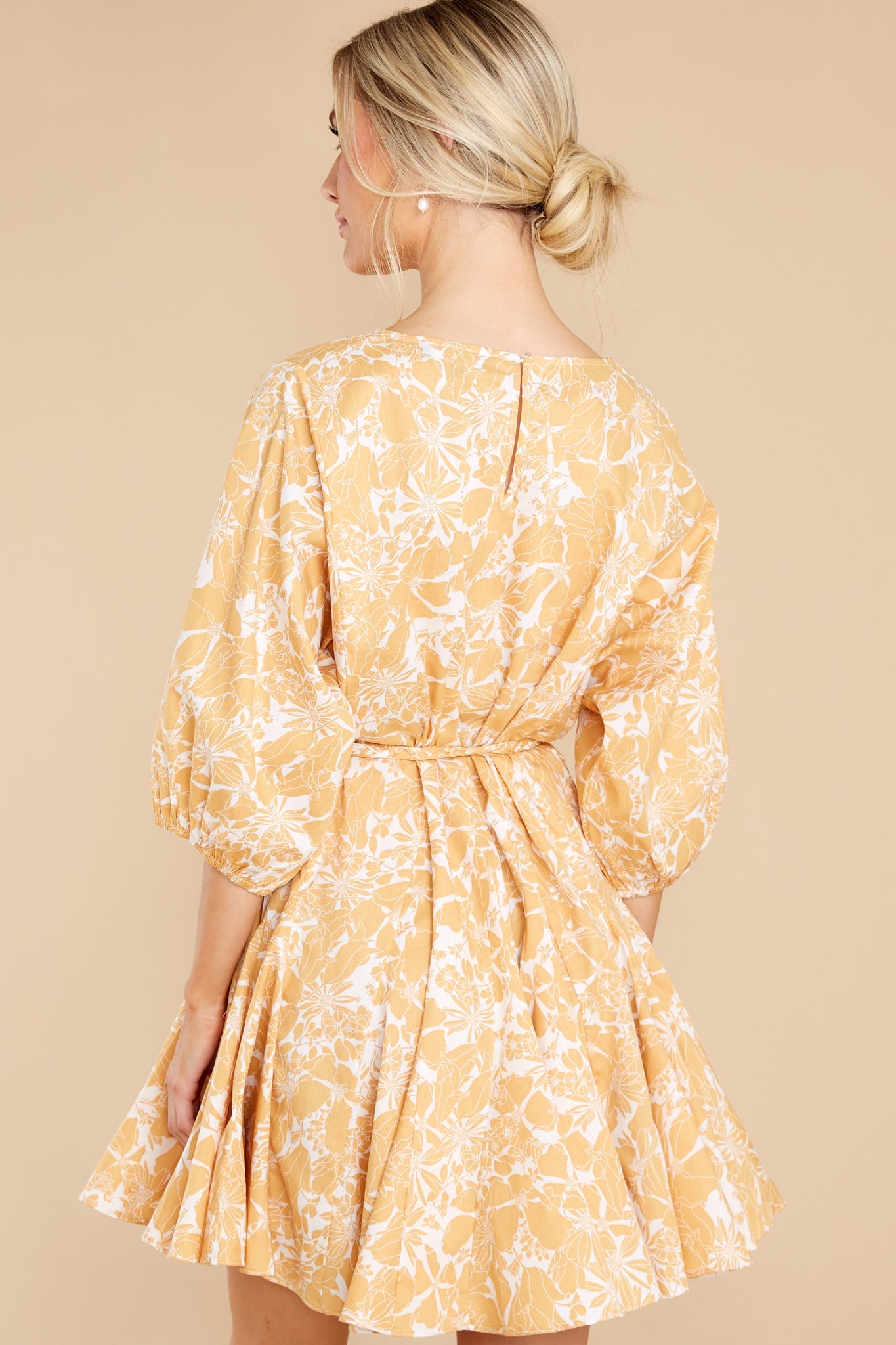 Fields Of Happy White And Yellow Floral Print Dress