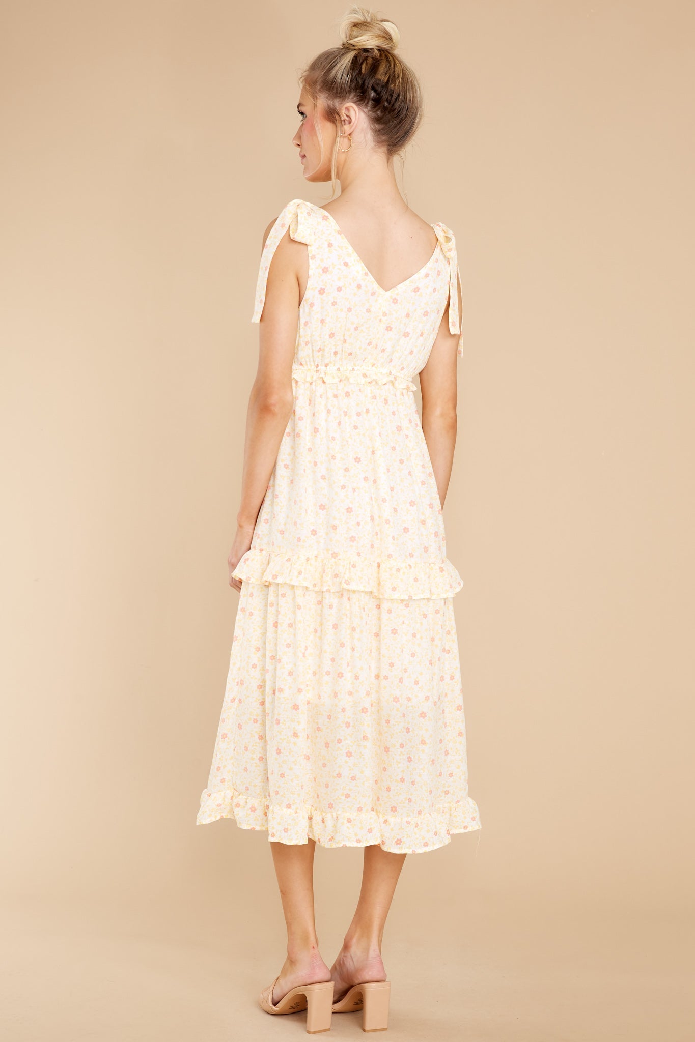 Inspire Joy Yellow Floral Print Midi Dress