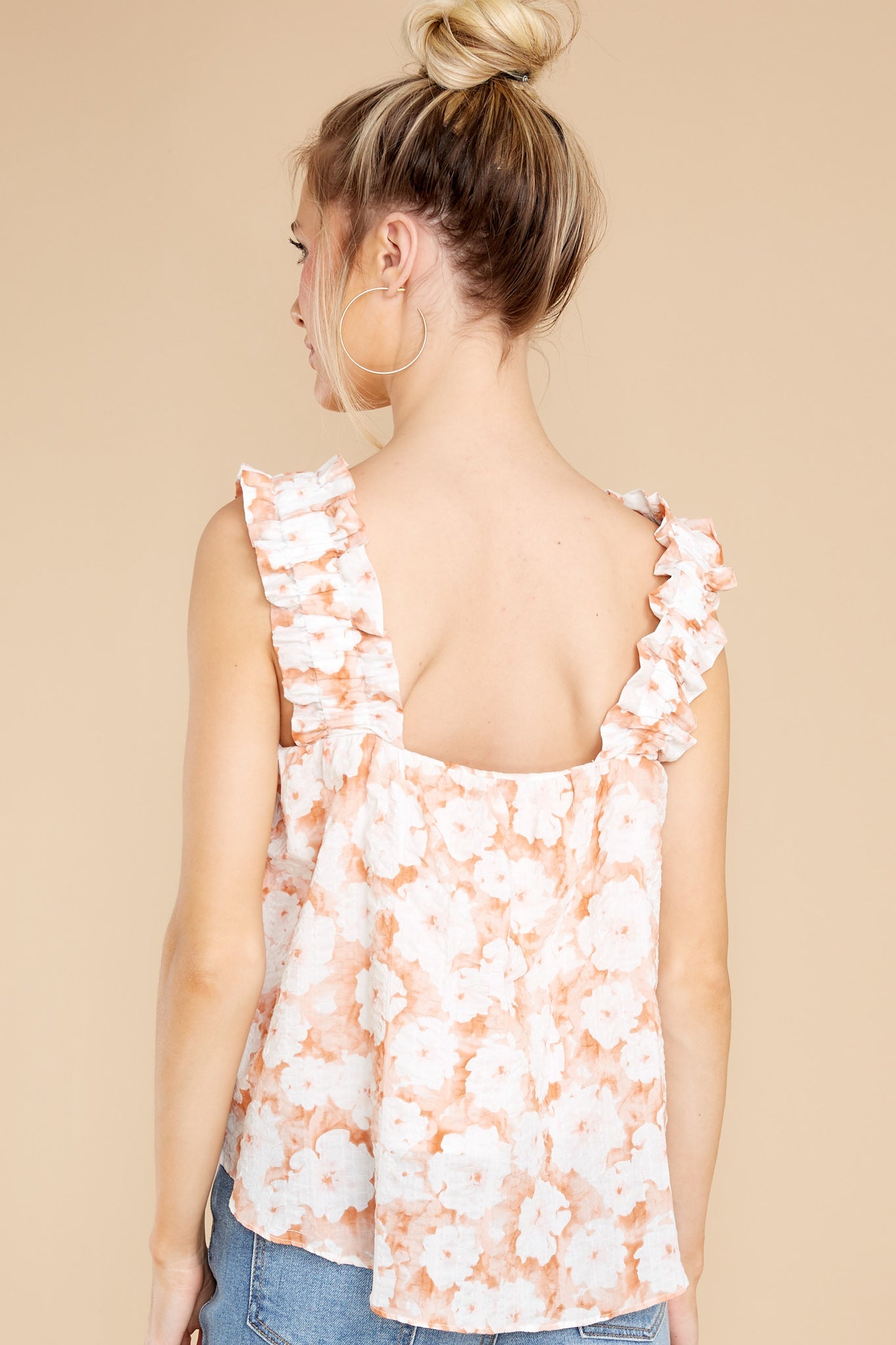 Flower Power Peach Floral Print Top