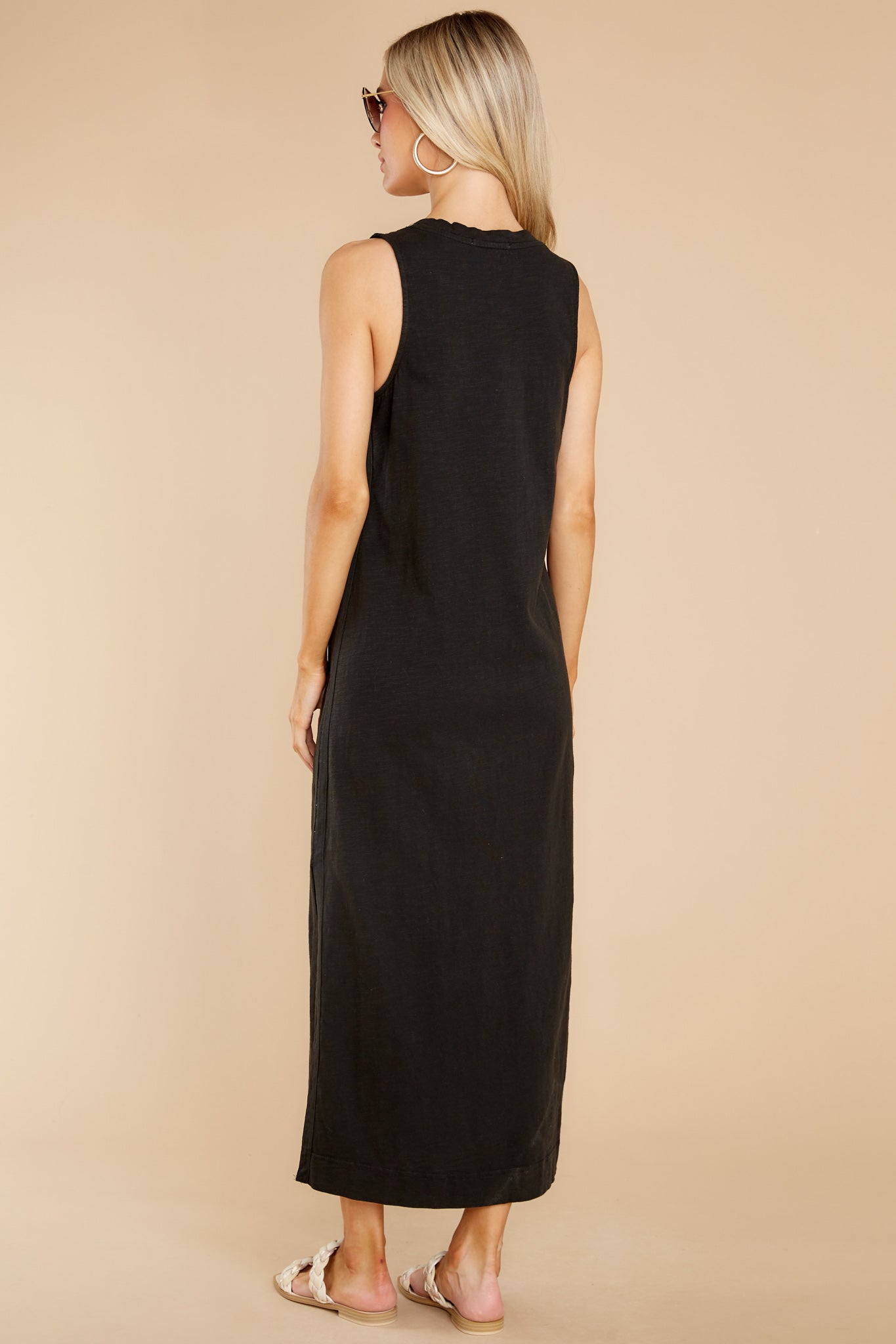 Zelda Black Slub Maxi Dress