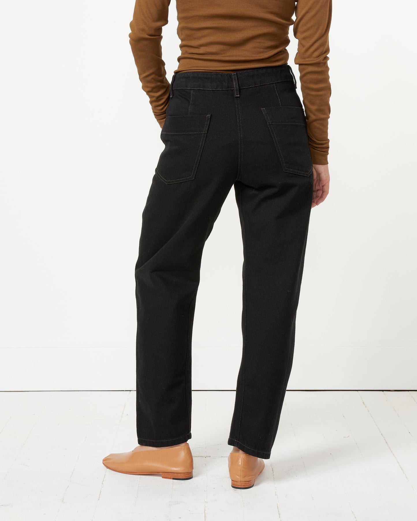 Denim Twisted Pants in Black