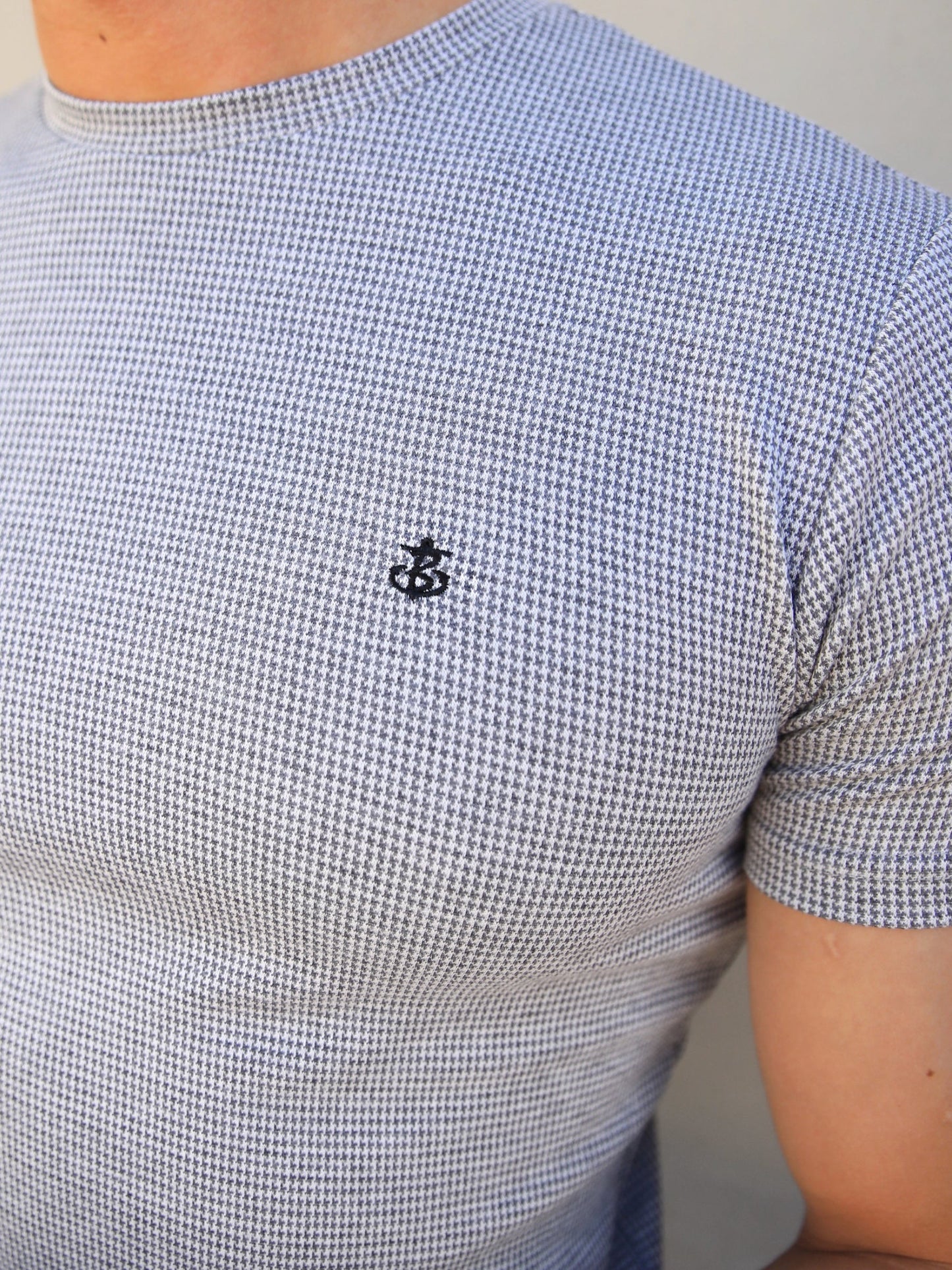 Midar Check T-Shirt - Light Grey
