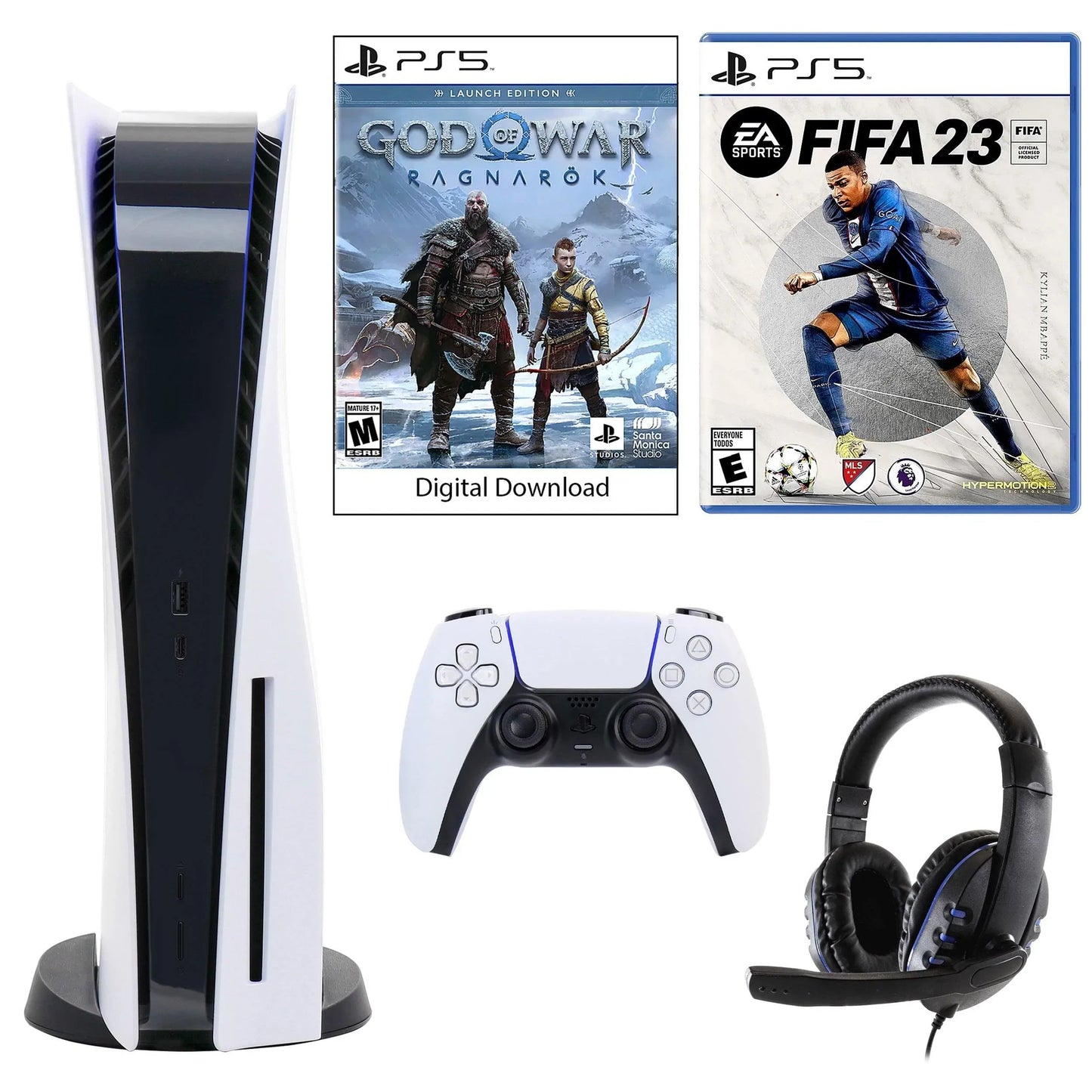 Play Station 5 Core Console with God of War: Ragnarok with Universal Headset and FIFA 23