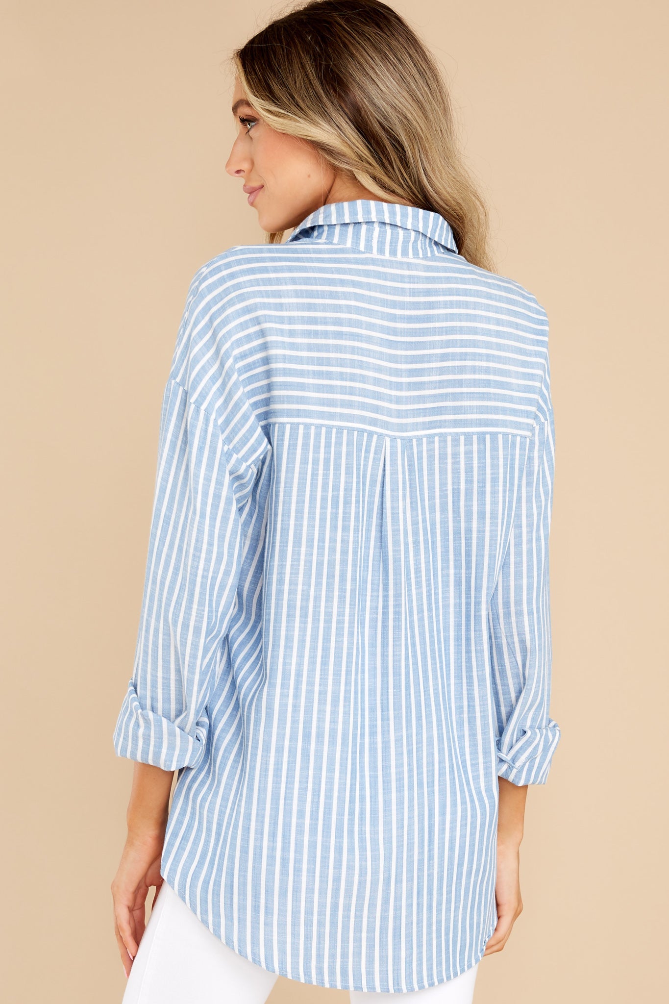 Beach Day Breeze Blue Stripe Top