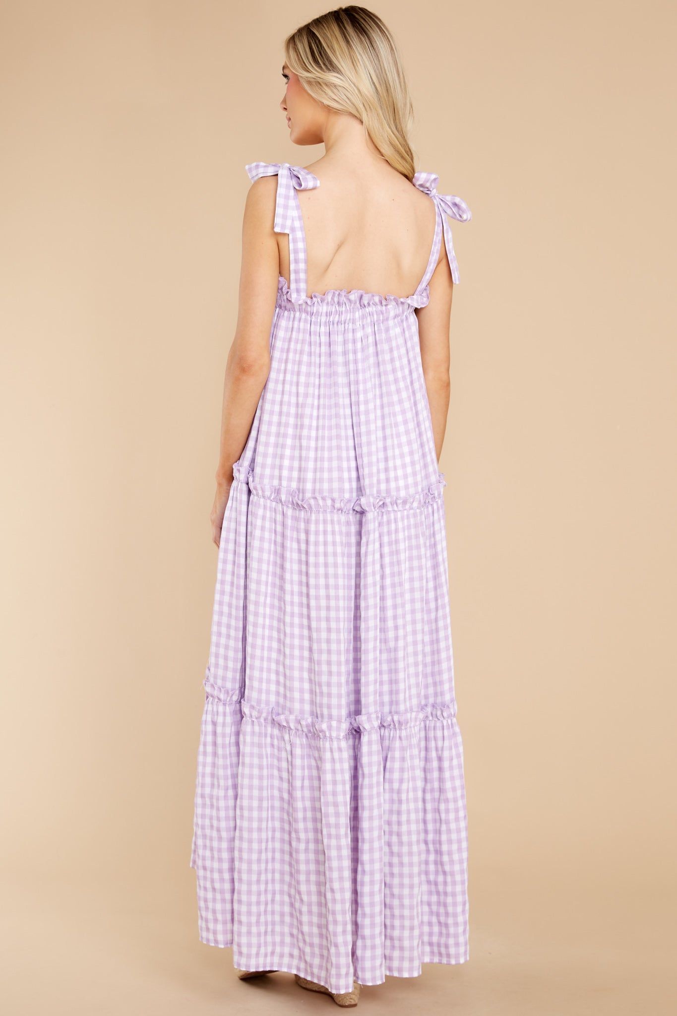 Cherished Memories Purple Gingham Maxi Dress