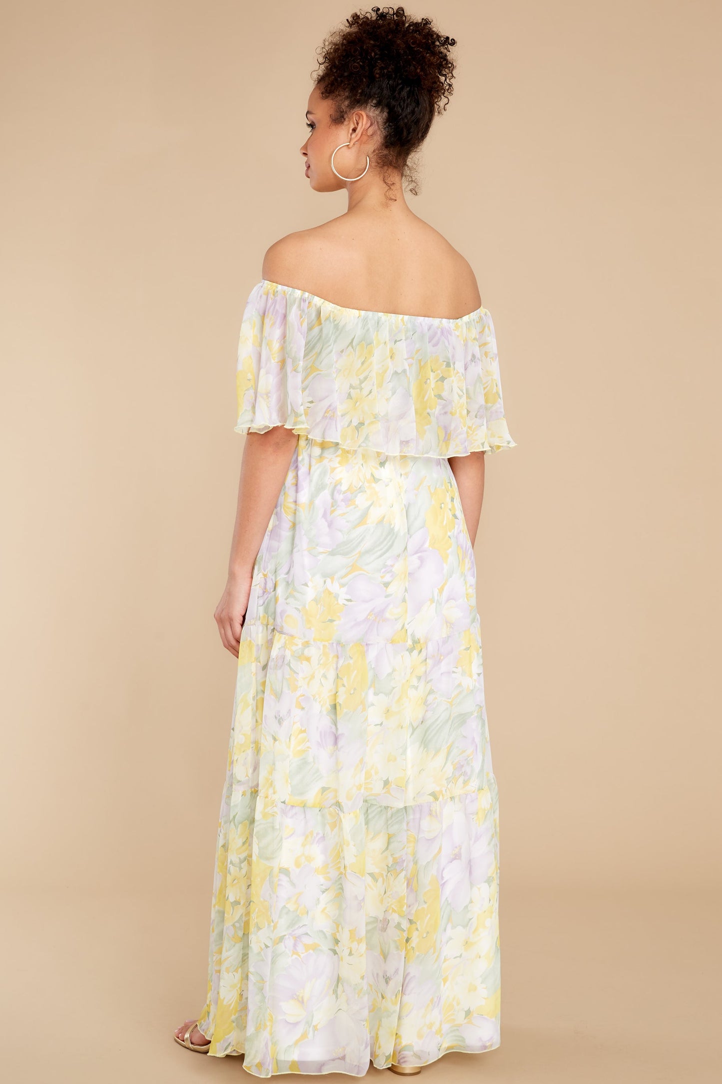 Washed Memories White And Yellow Floral Print Maxi Dress