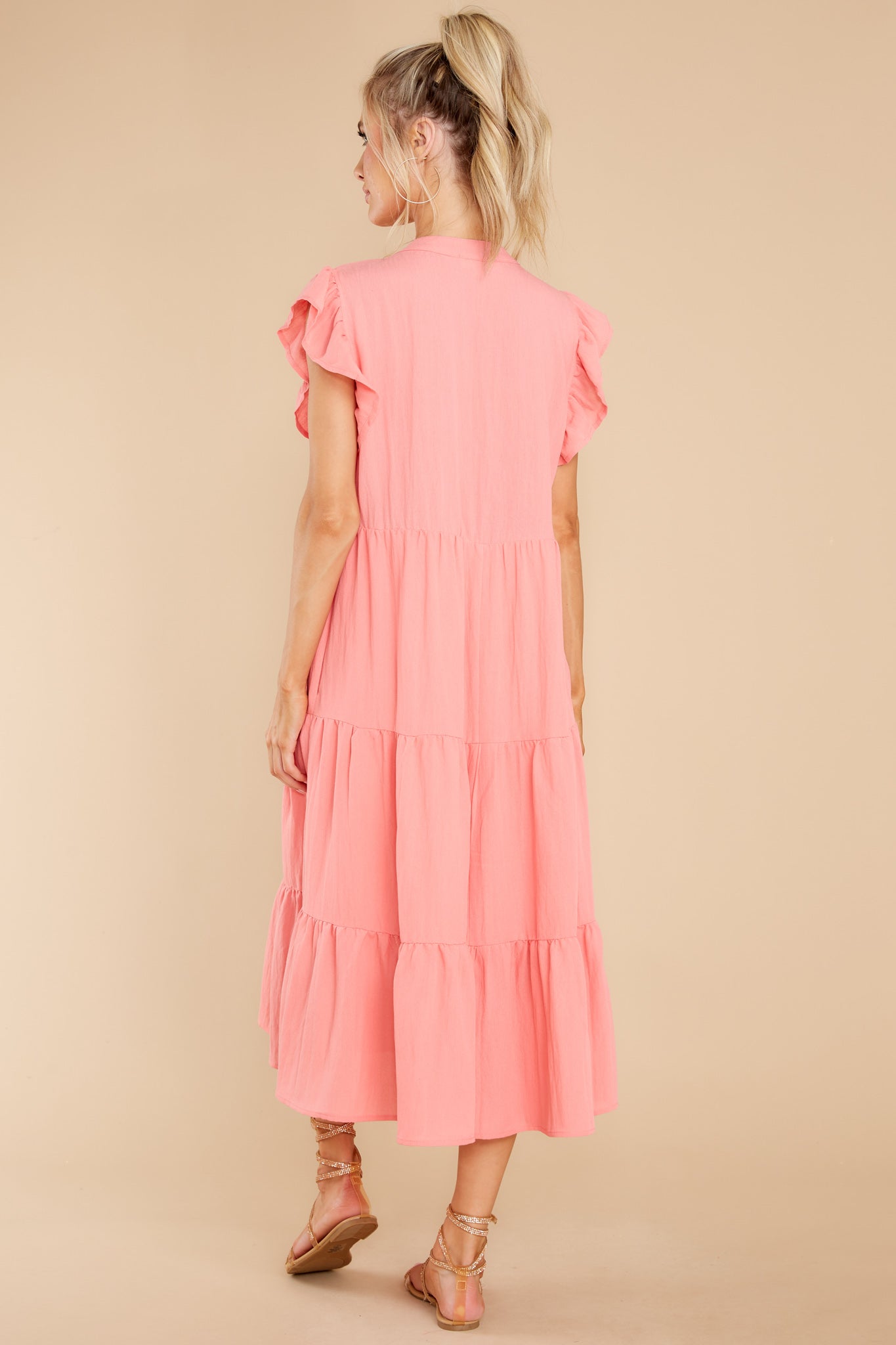 Meaningful Ways Coral Midi Dress
