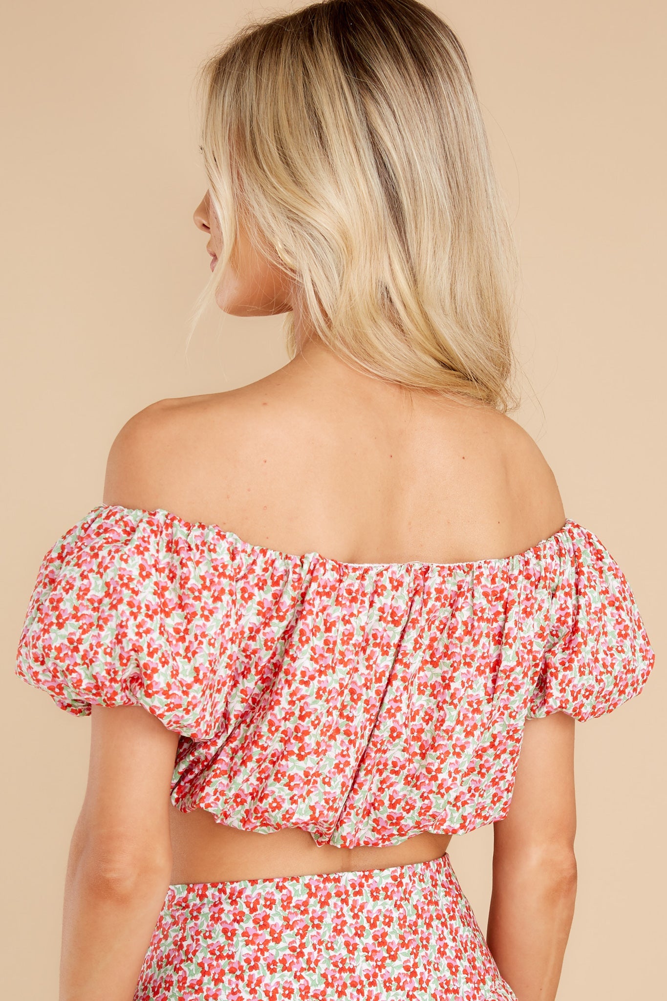 New Blooms Red Multi Floral Print Crop Top