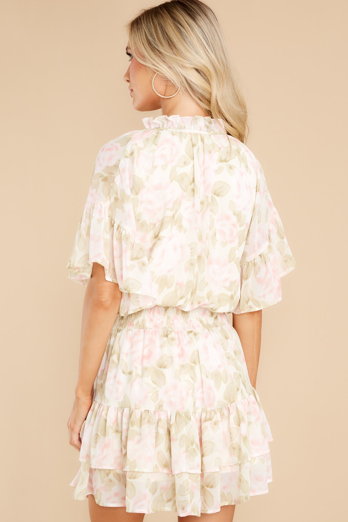 Delighted Feeling Ivory Floral Print Dress
