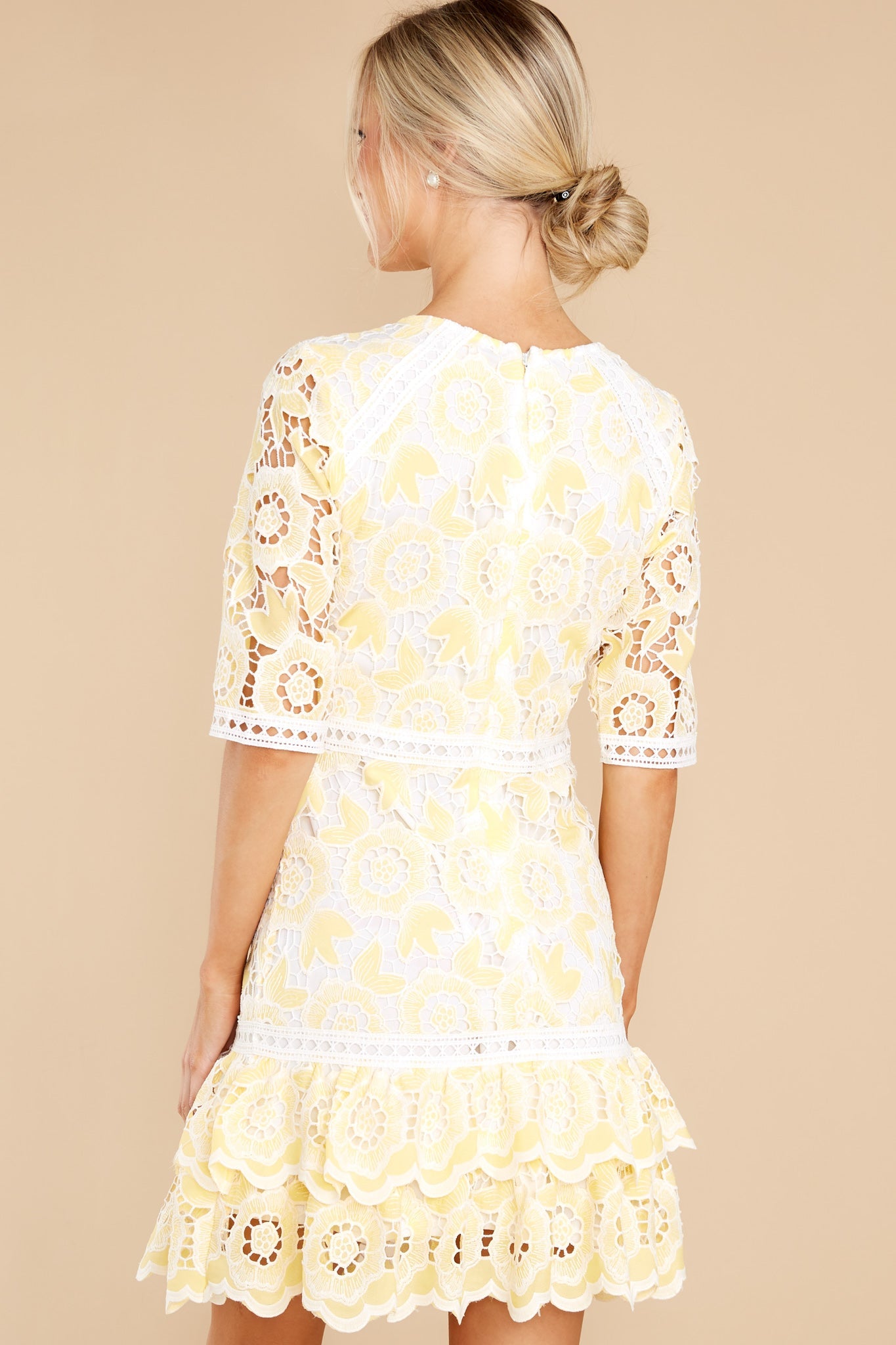 All About That Lace Pastel Yellow Dress
