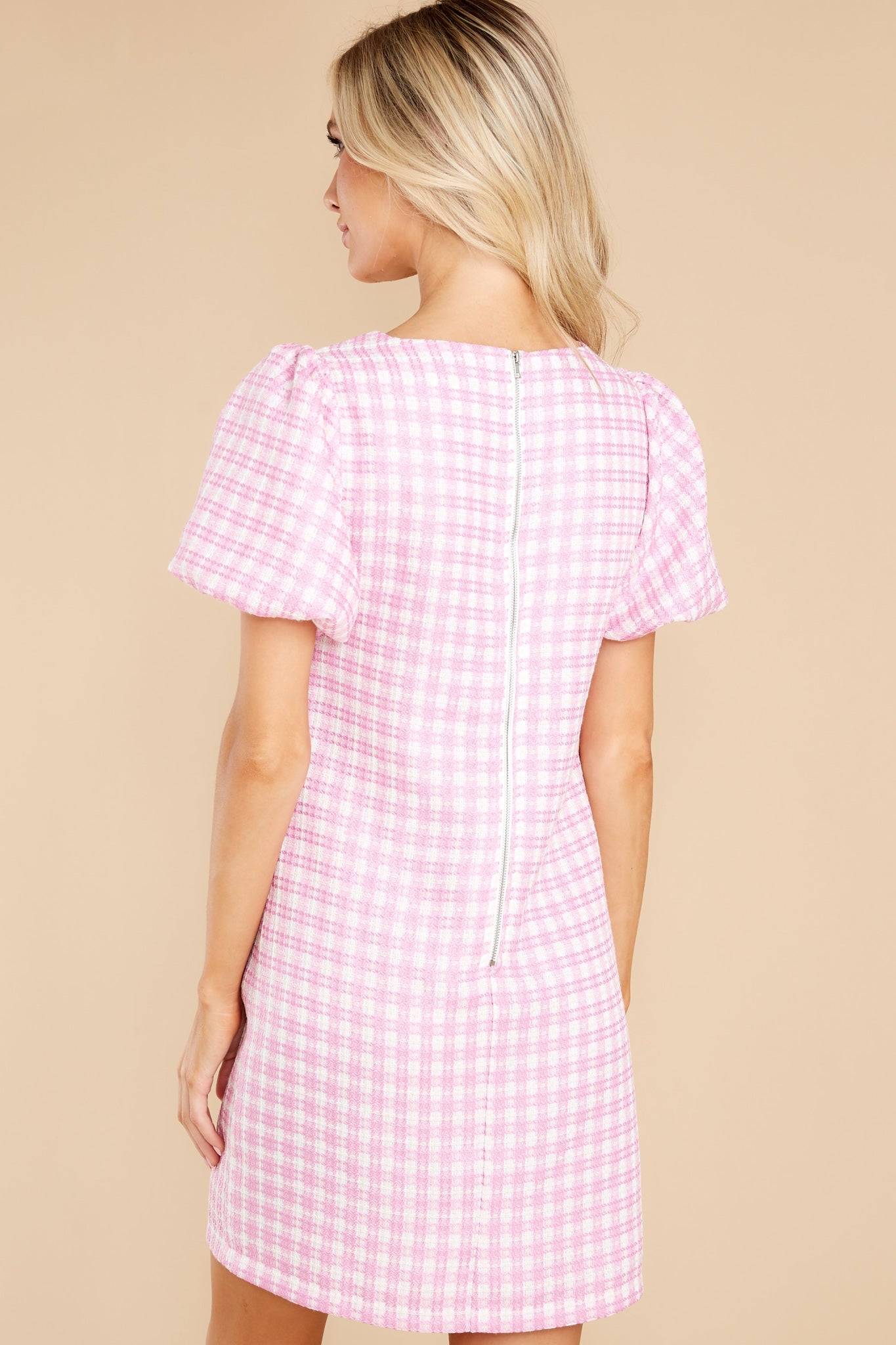 All The Sweetness Hot Pink Tweed Dress