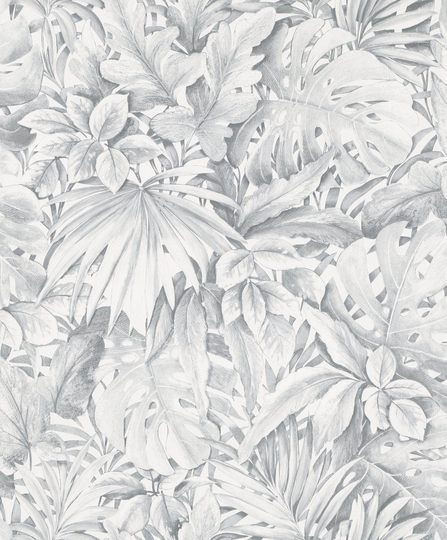 Sample Jungle Leaves Grey Wallpaper from Eden Collection by Galerie Wallcoverings