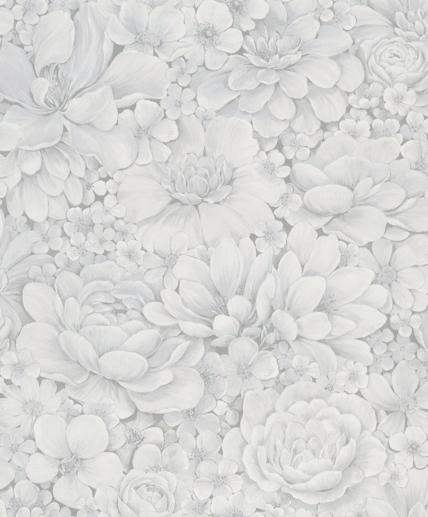 Sample Floral Texture White/Grey Wallpaper from Eden Collection by Galerie Wallcoverings