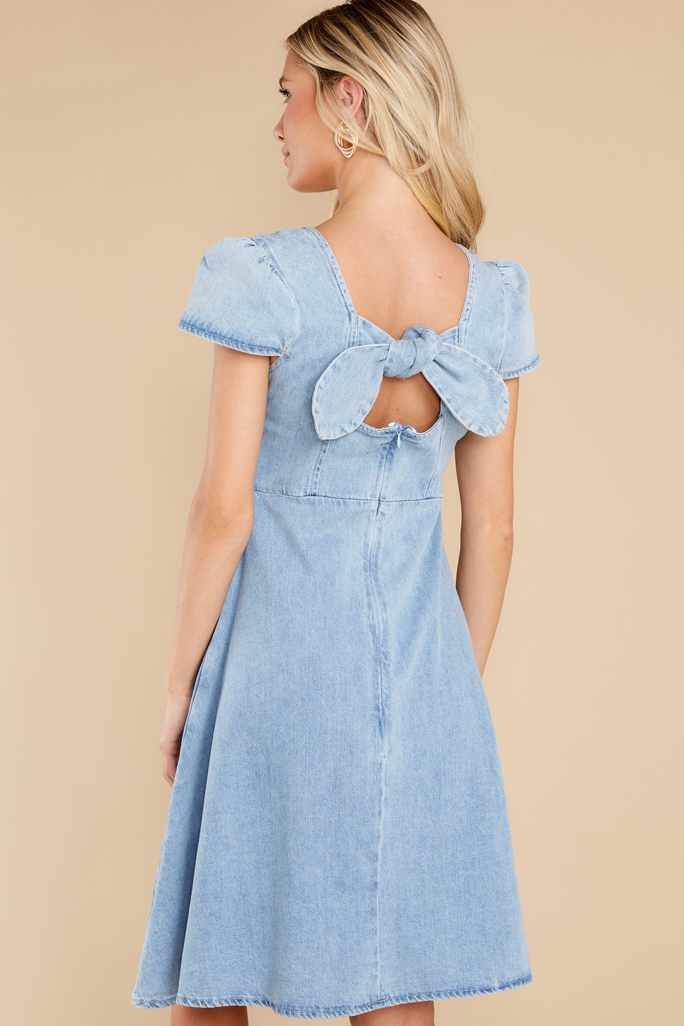 For A Good Day Light Wash Denim Dress