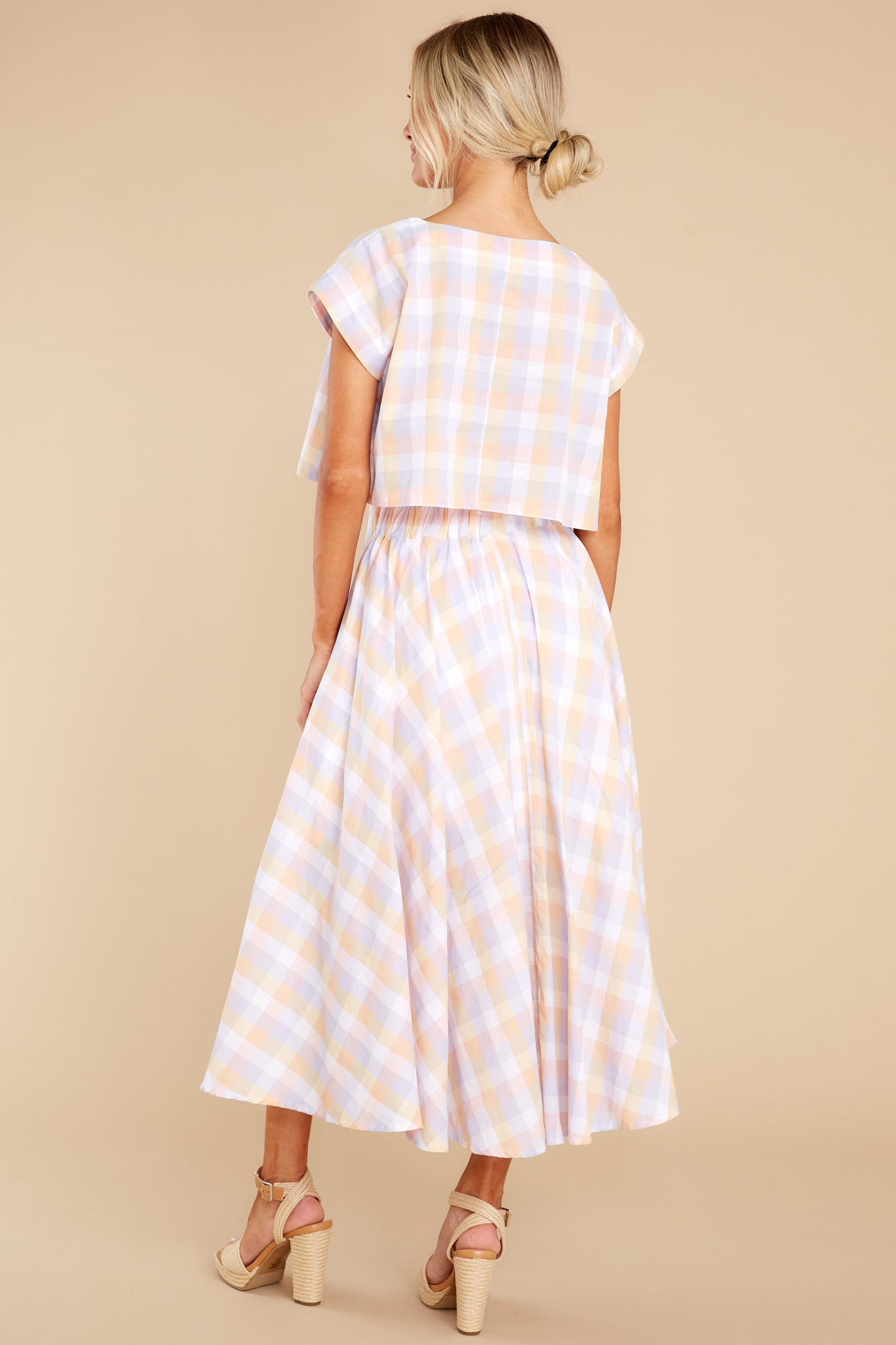 New Blossoms Pink Plaid Two Piece Set