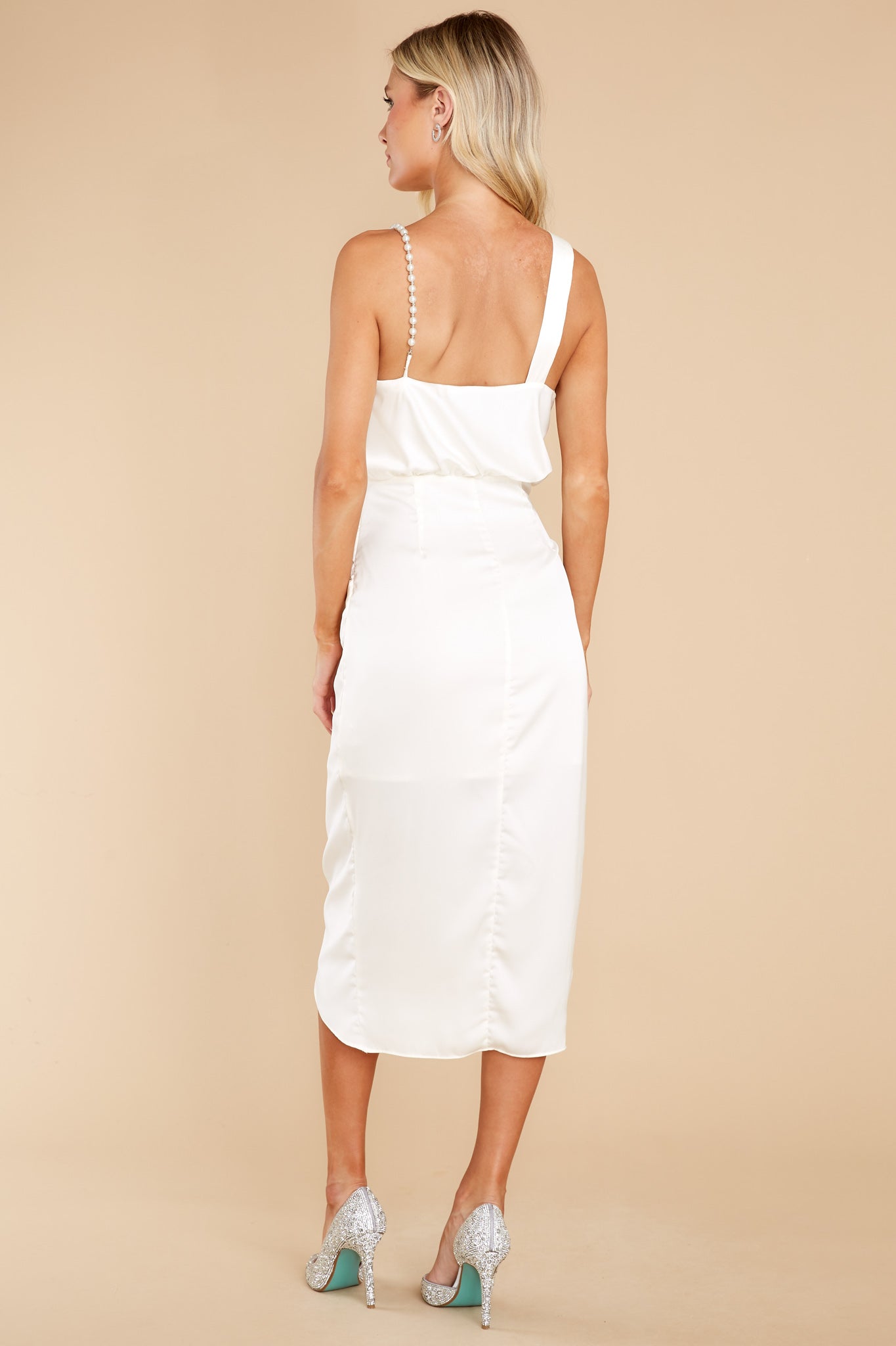 Pretty In Pearls Off White Midi Dress