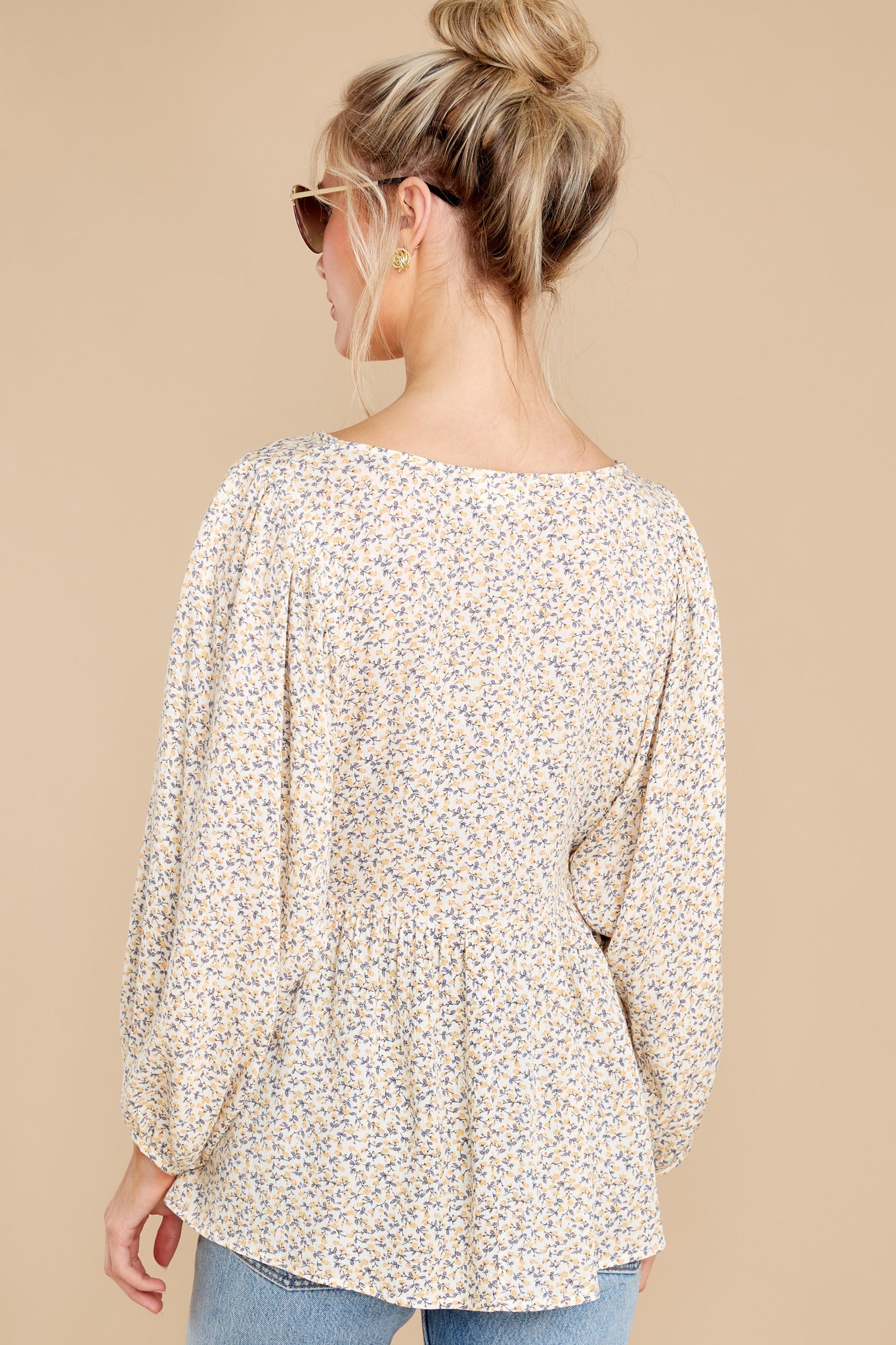 Marigold Sights Yellow Floral Print Top