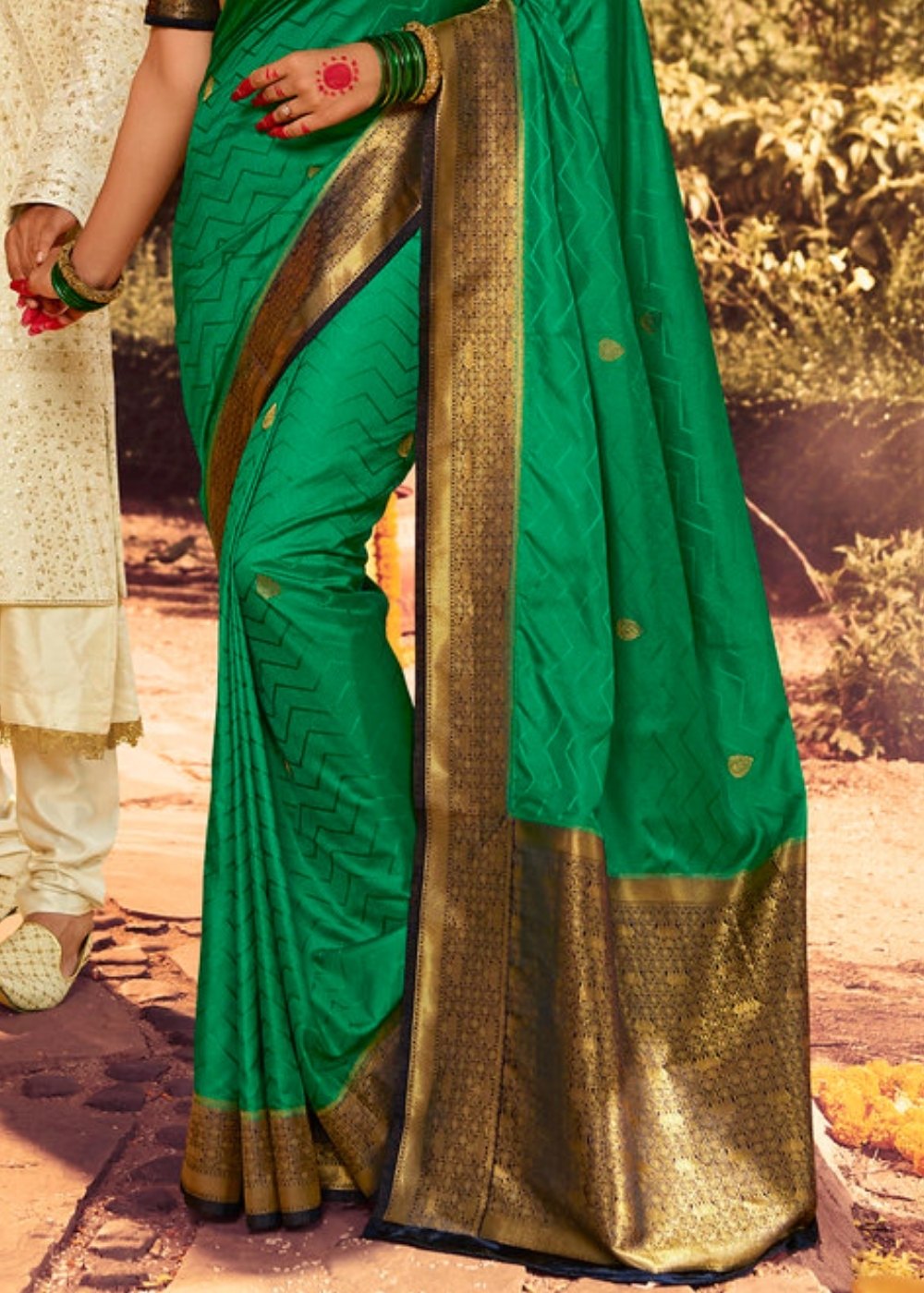 Emerald Green Zari Woven Kanjivaram Silk Saree:Wedding Edition