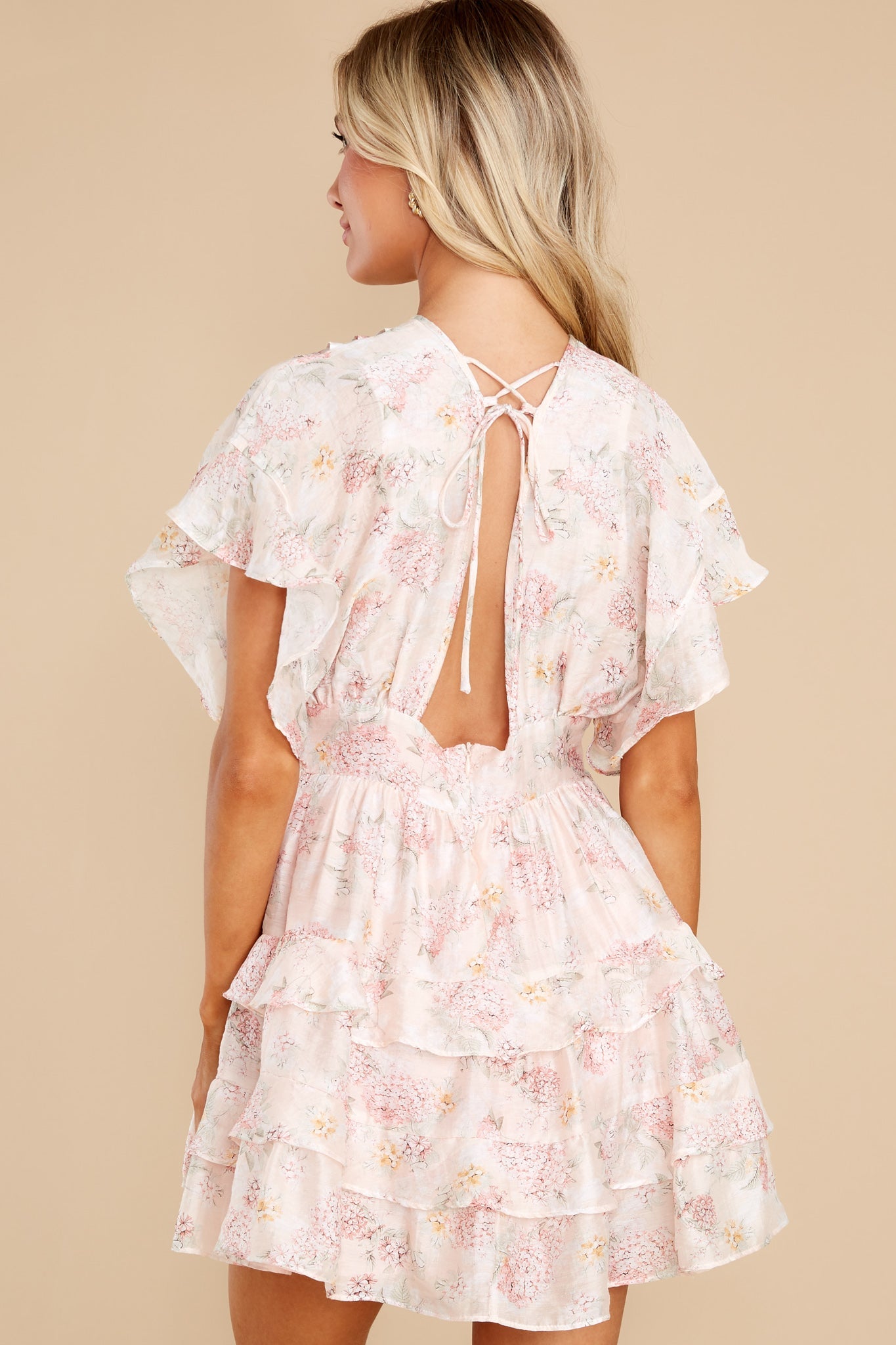 Classic Charm Blush Floral Print Dress