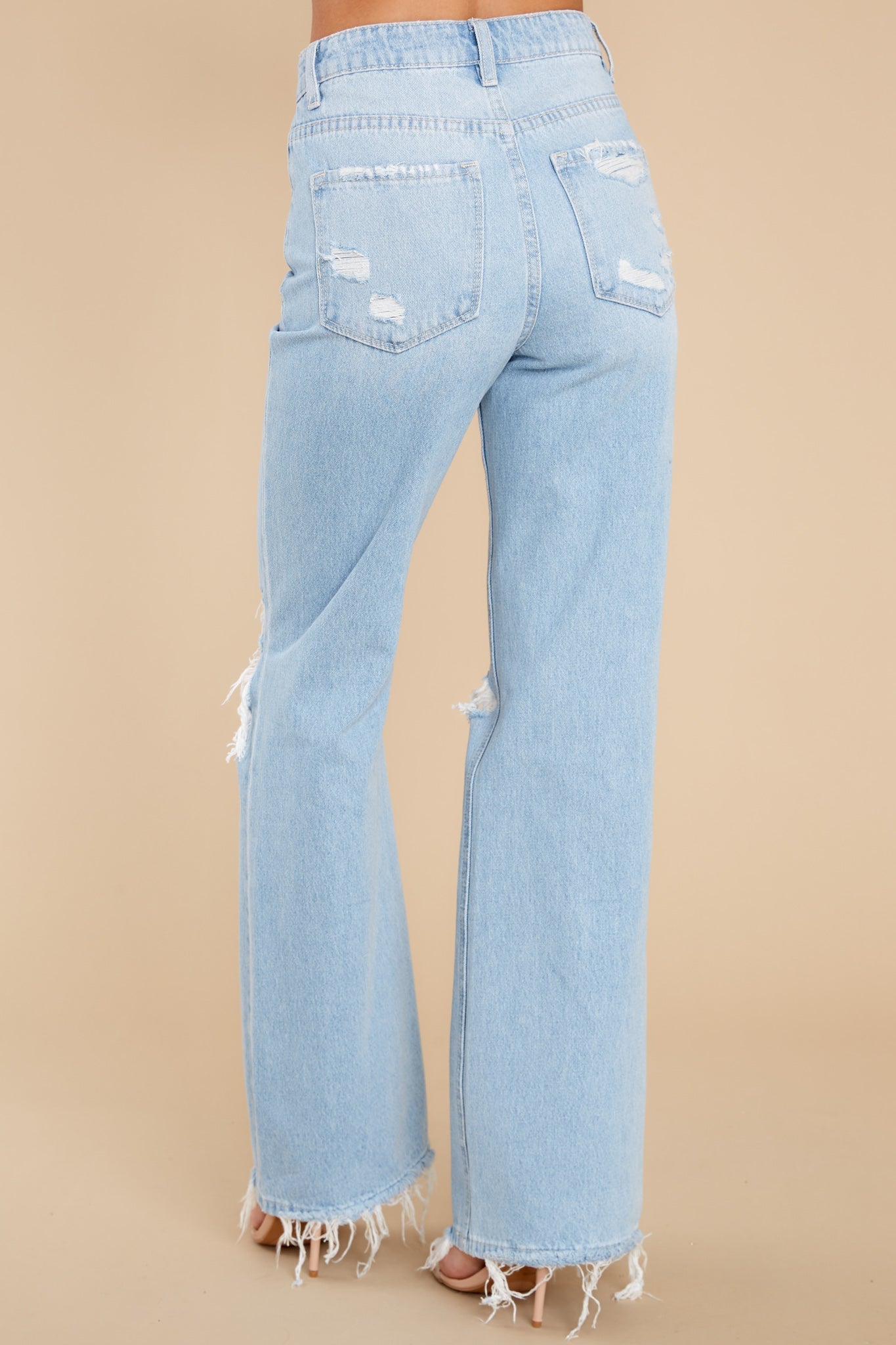 Cross Your Mind Light Wash Distressed Straight Jeans