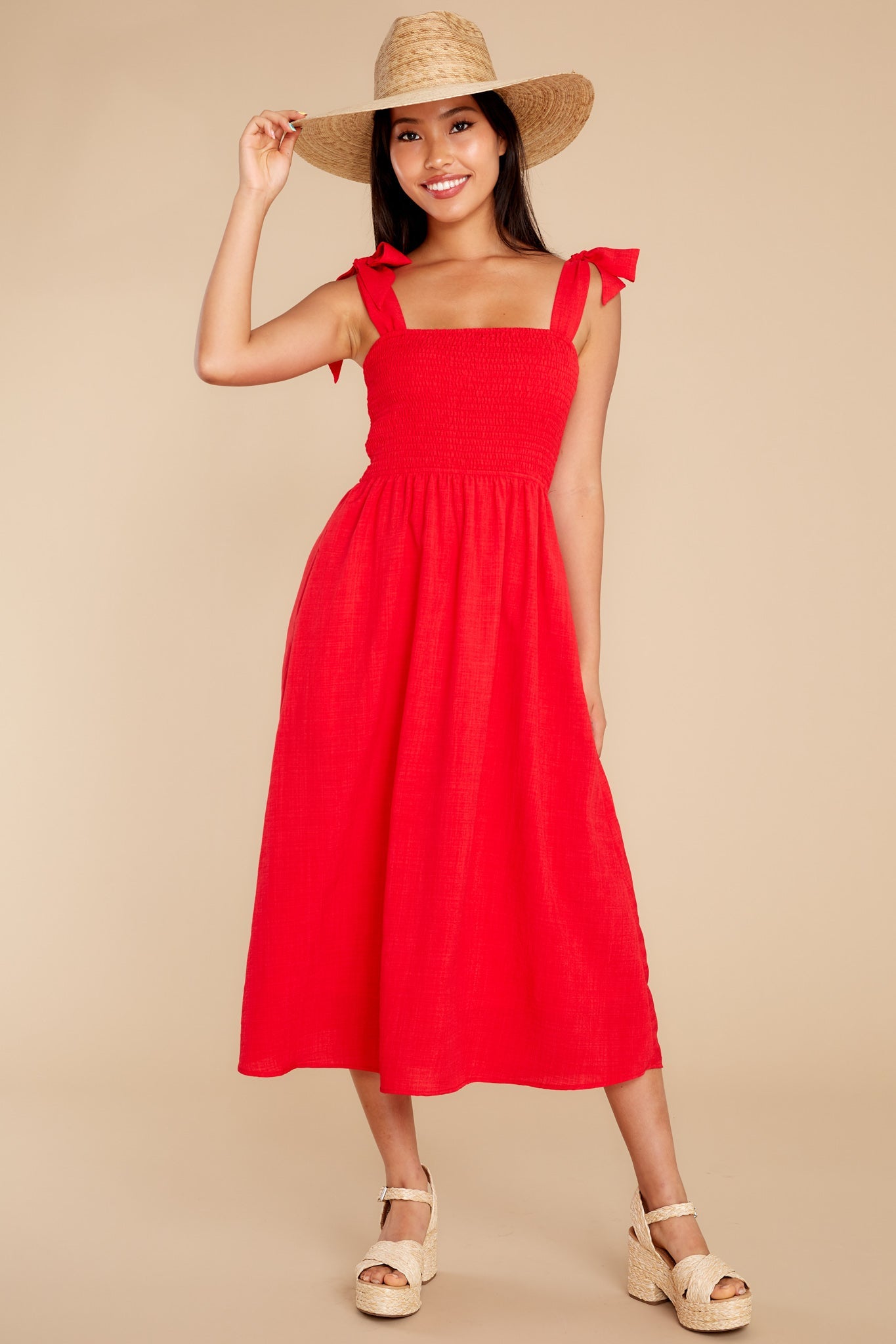 Falling For You Again Red Midi Dress