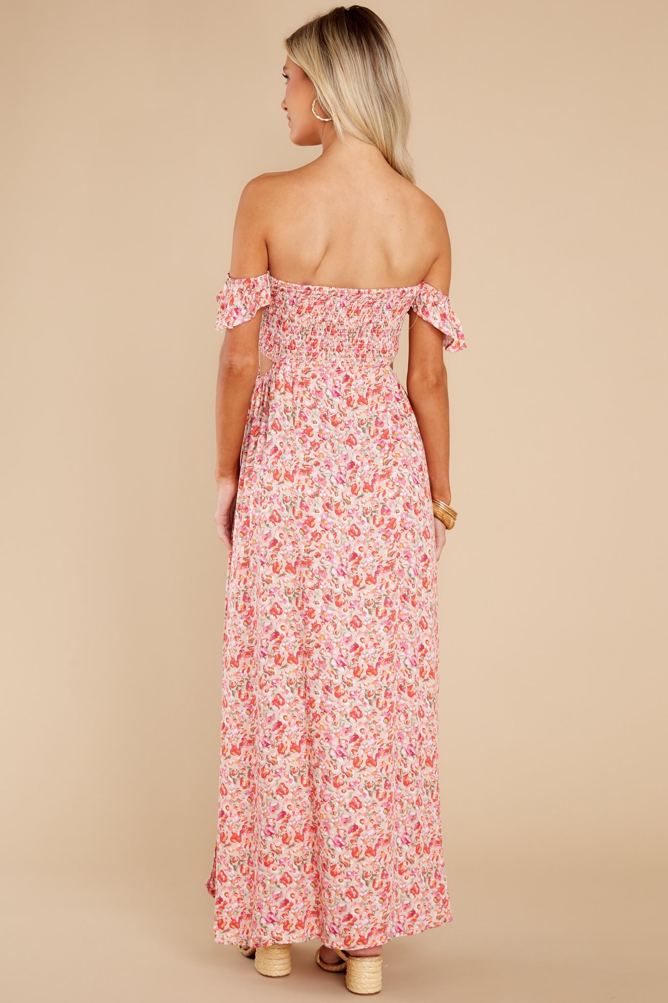 Let Love Blossom Pink Floral Midi Dress