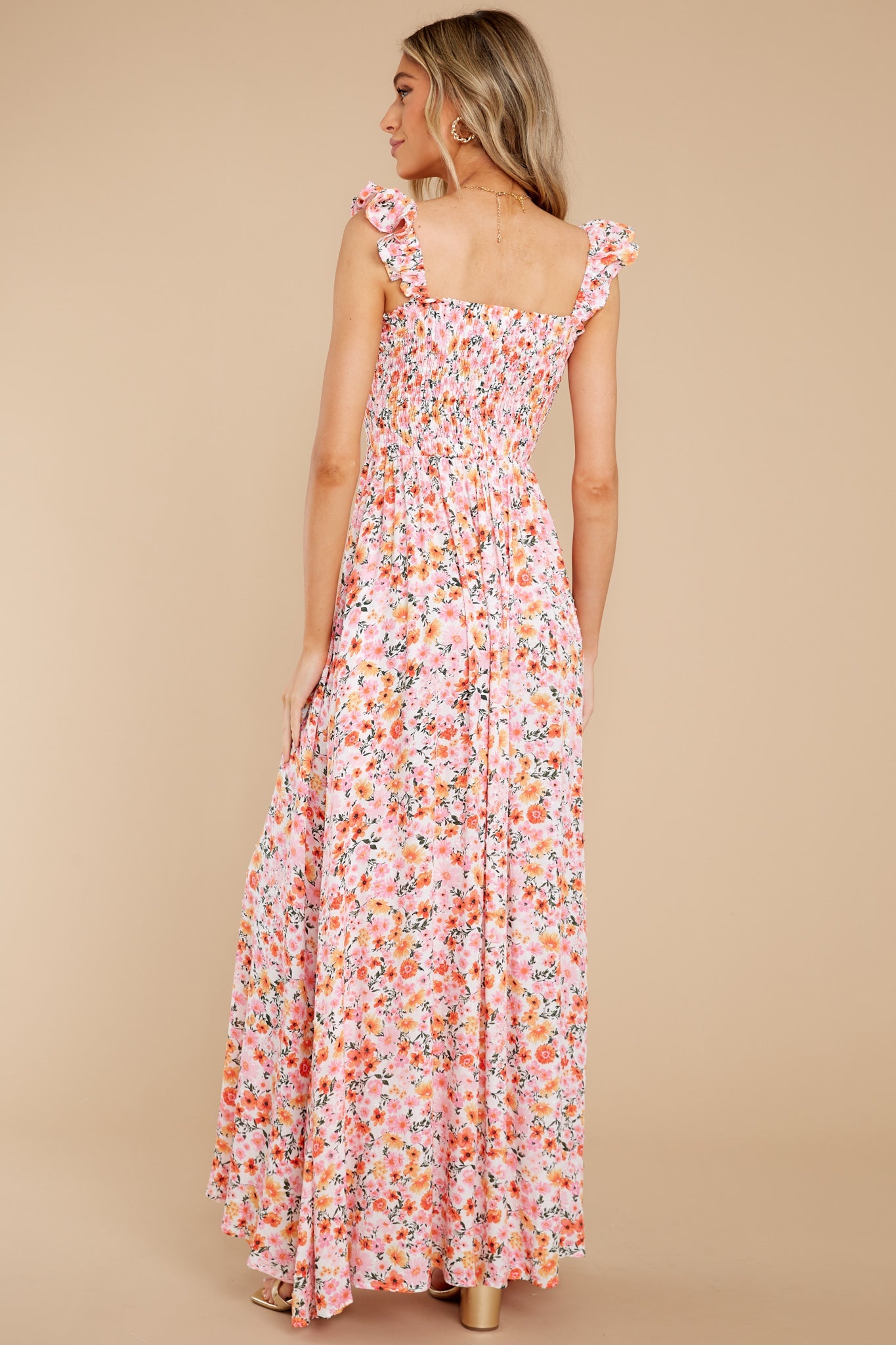 Delightful Darling Pink Multi Floral Print Maxi Dress