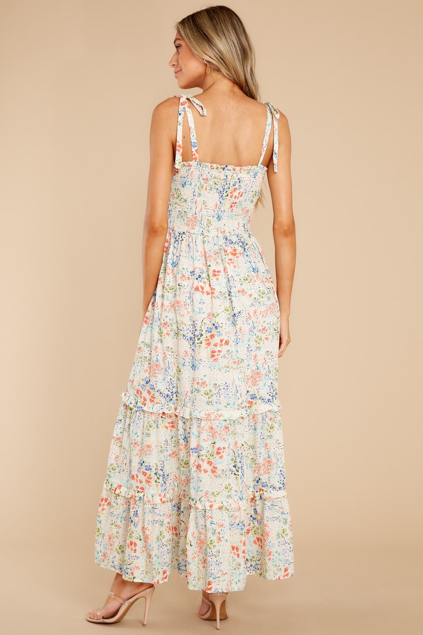 Meant To Be Mine Ivory Floral Print Maxi Dress