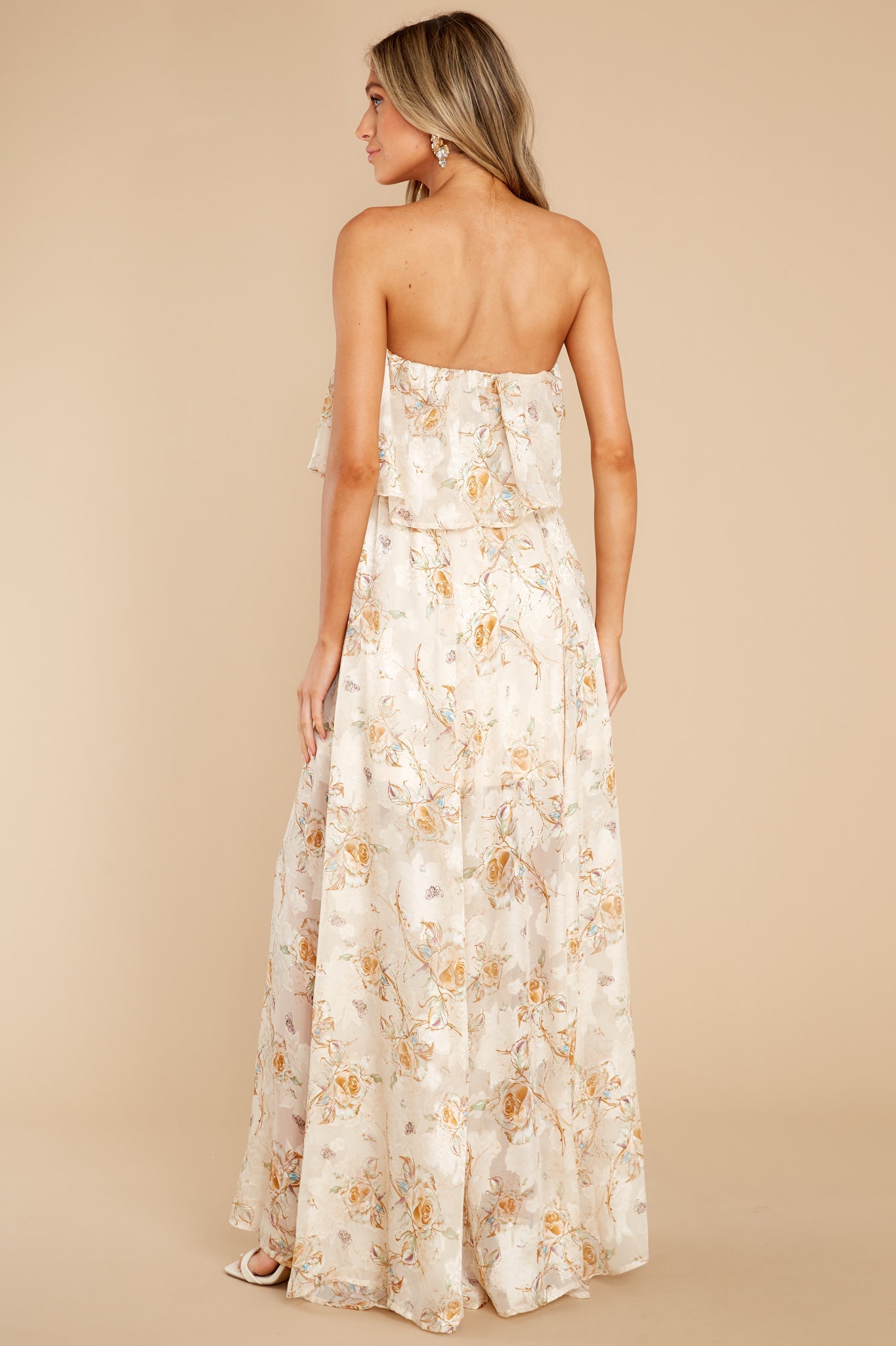 Lovely Vision Ivory Floral Print Maxi Dress