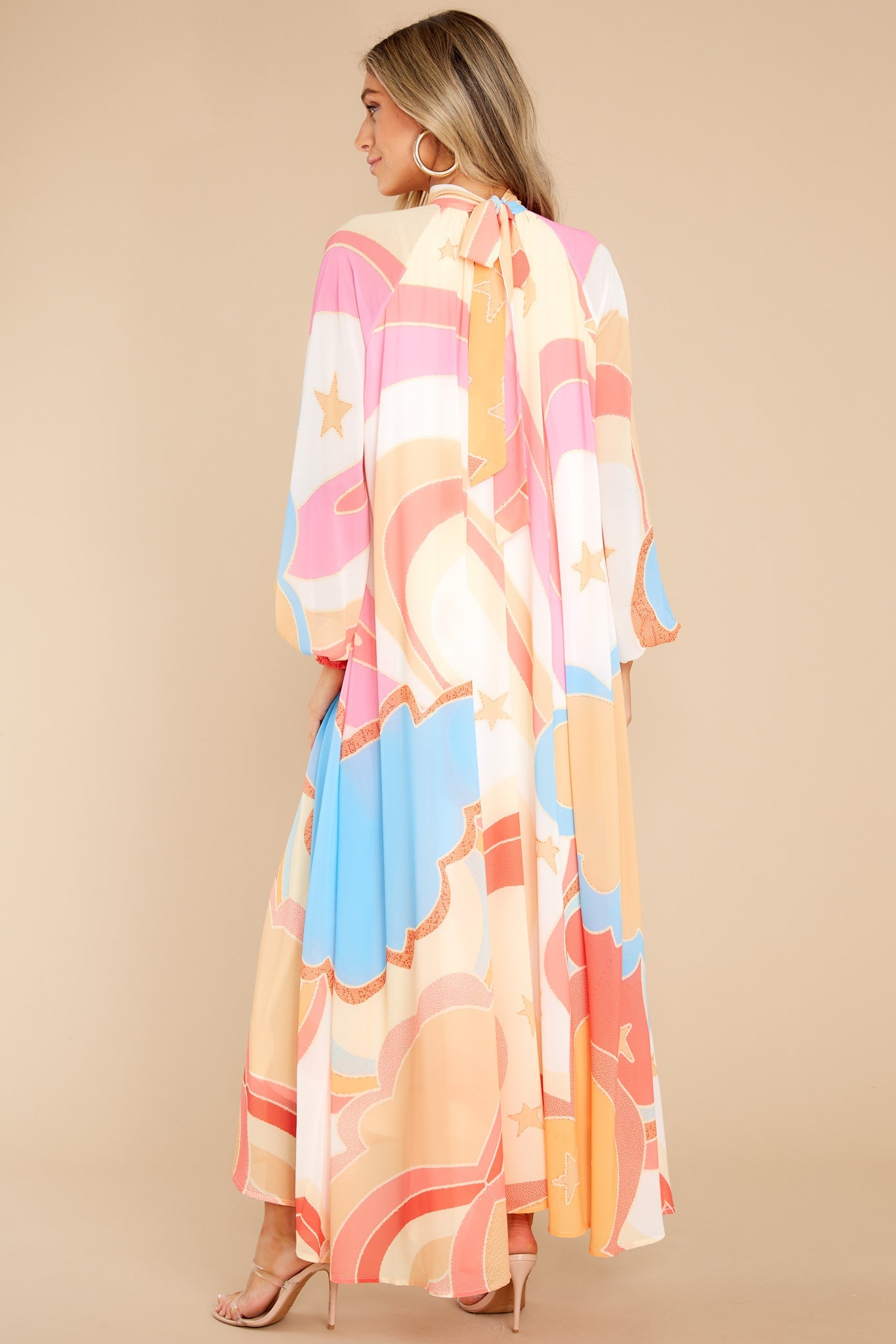 Can You Imagine Apricot Multi Print Maxi Dress